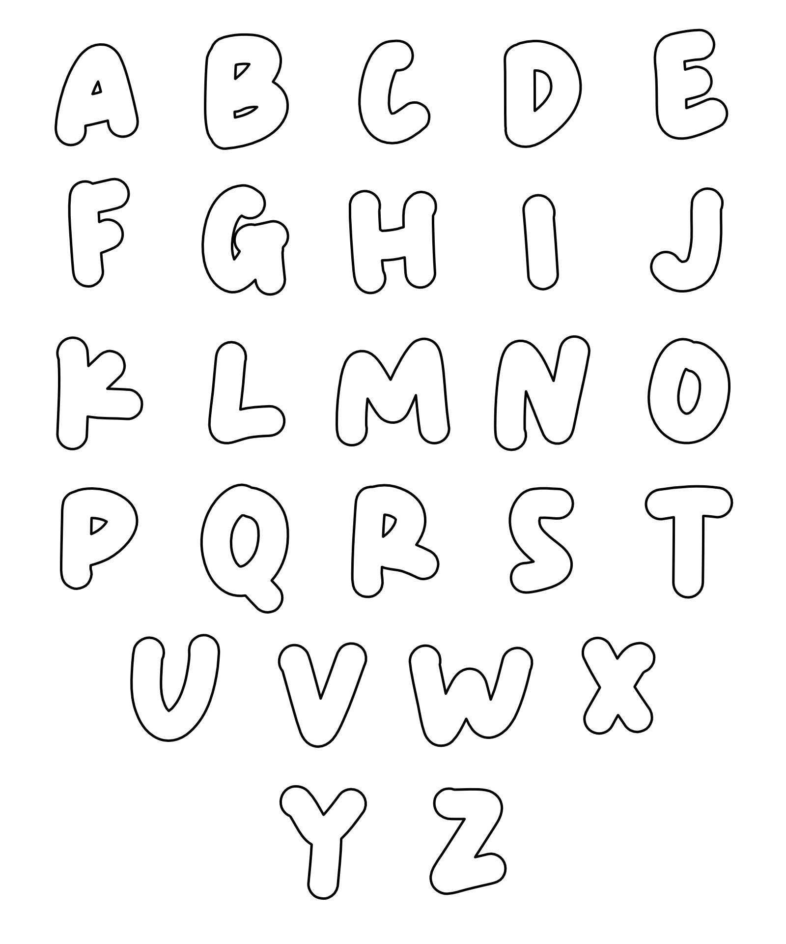 Printable Bubble Letter Alphabet Stencils