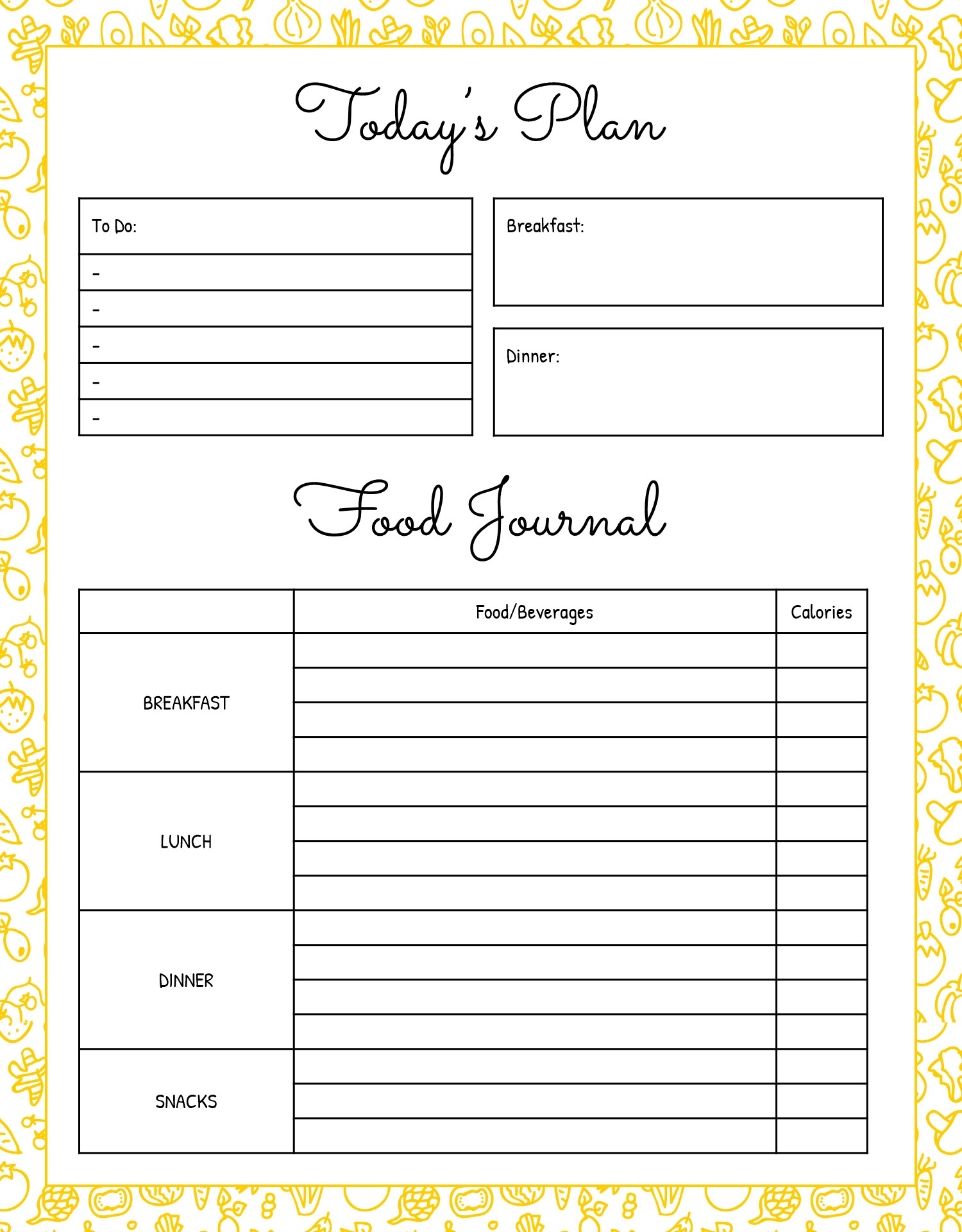 Printable Food And Exercise Journal For Weight Loss