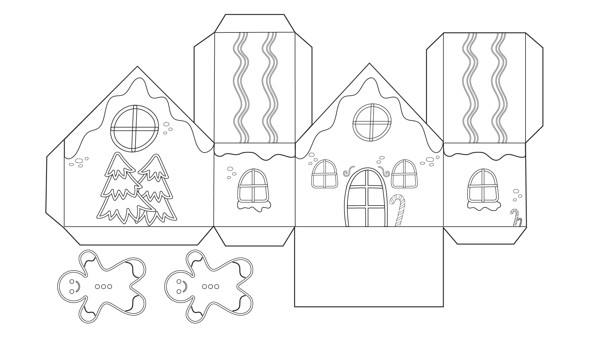 Printable Gingerbread House To Color And Fold