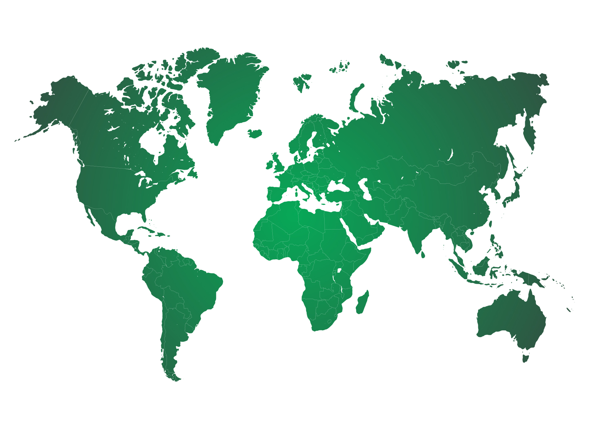 Printable Green Transparent Blank Outline World Map