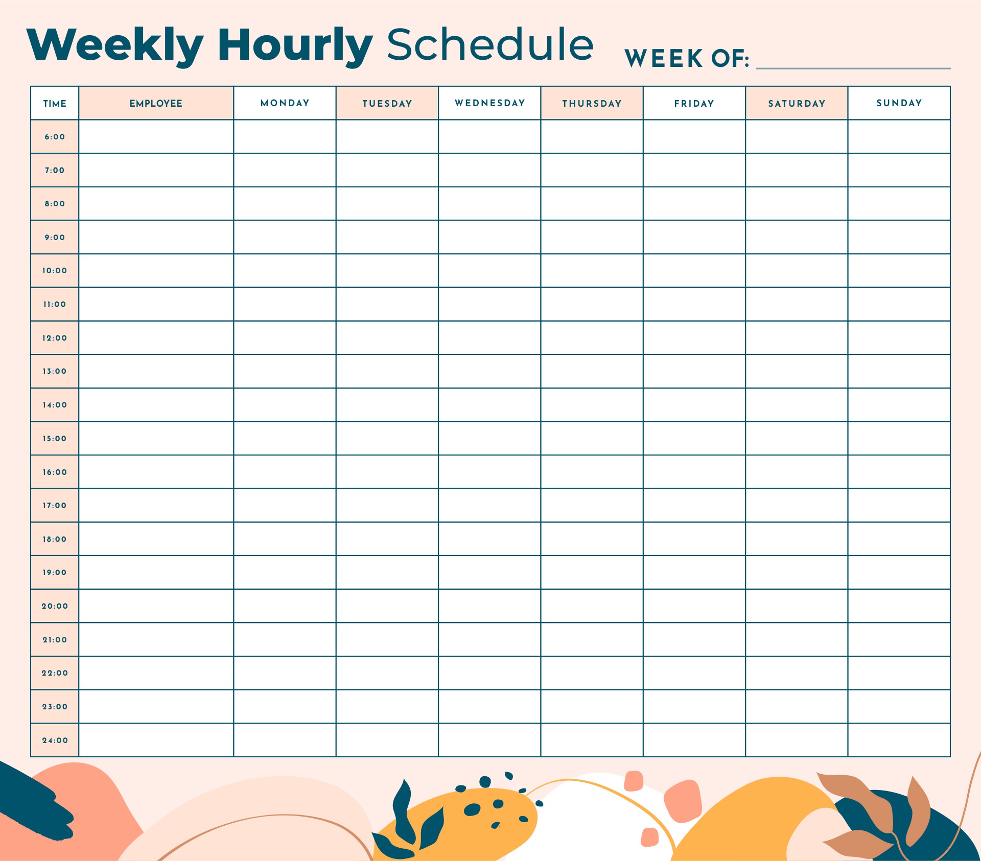 Printable Hourly Planners Schedules Template