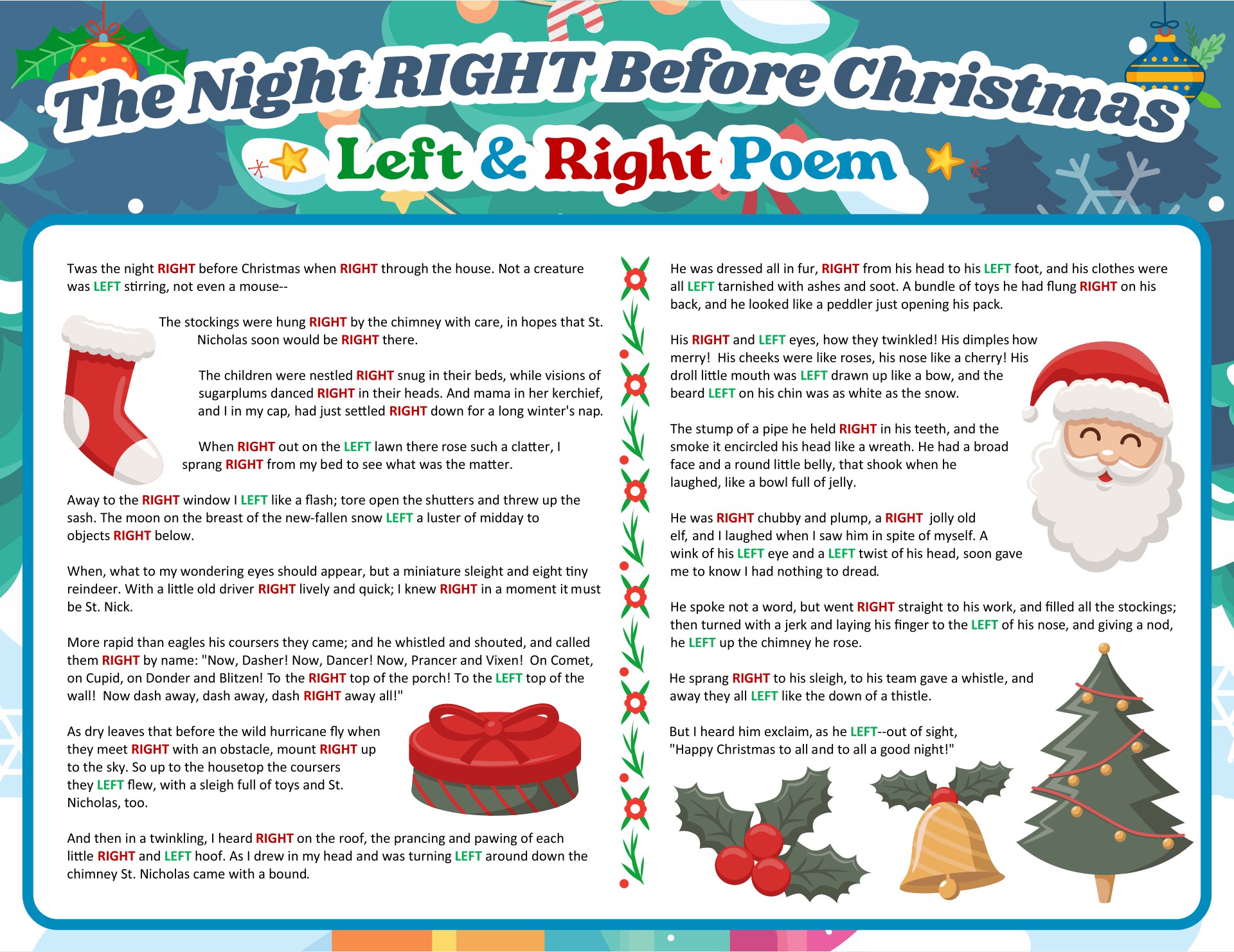 Printable Night Before Christmas Left Right Poem