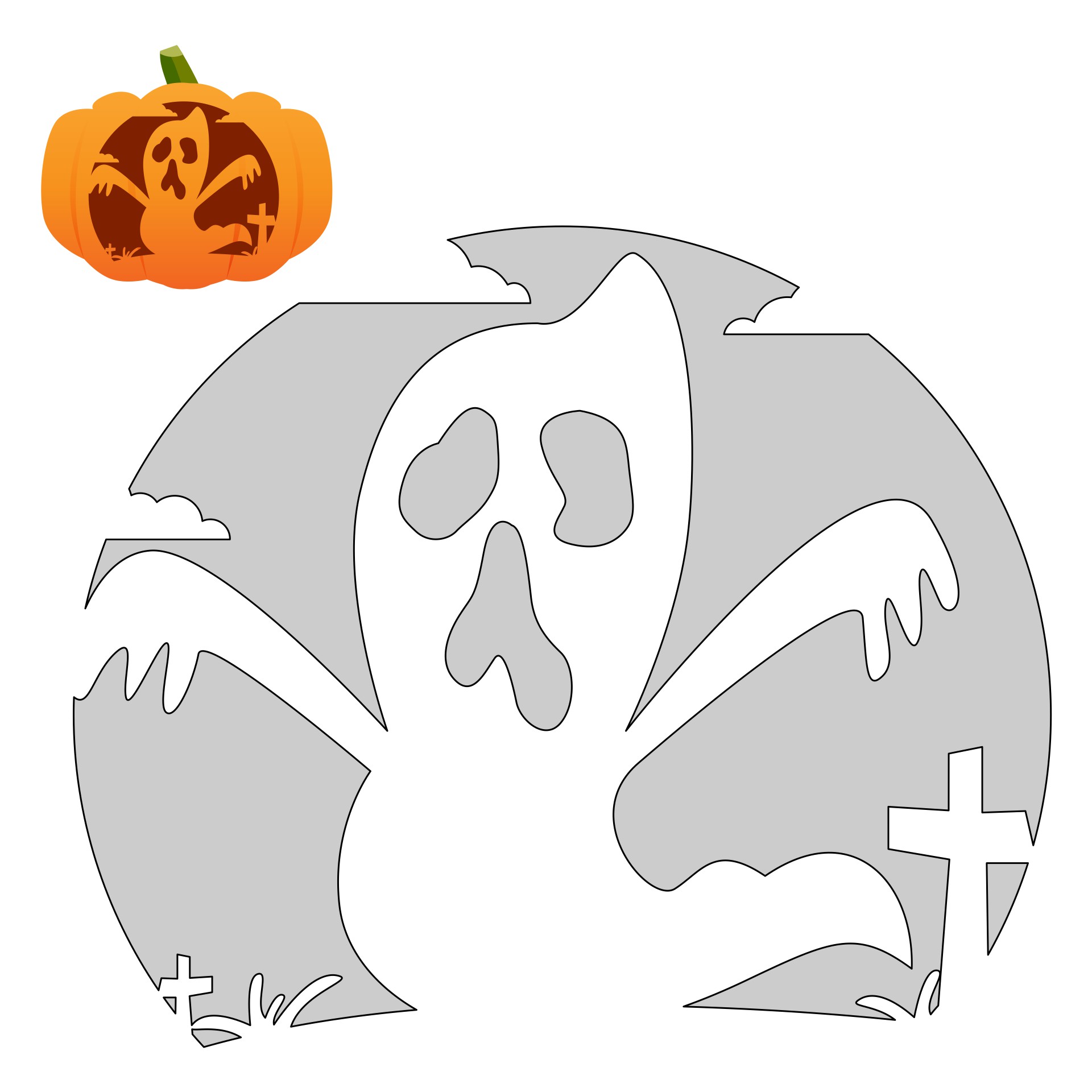 Printable Spooky Ghost Pumpkin Stencil