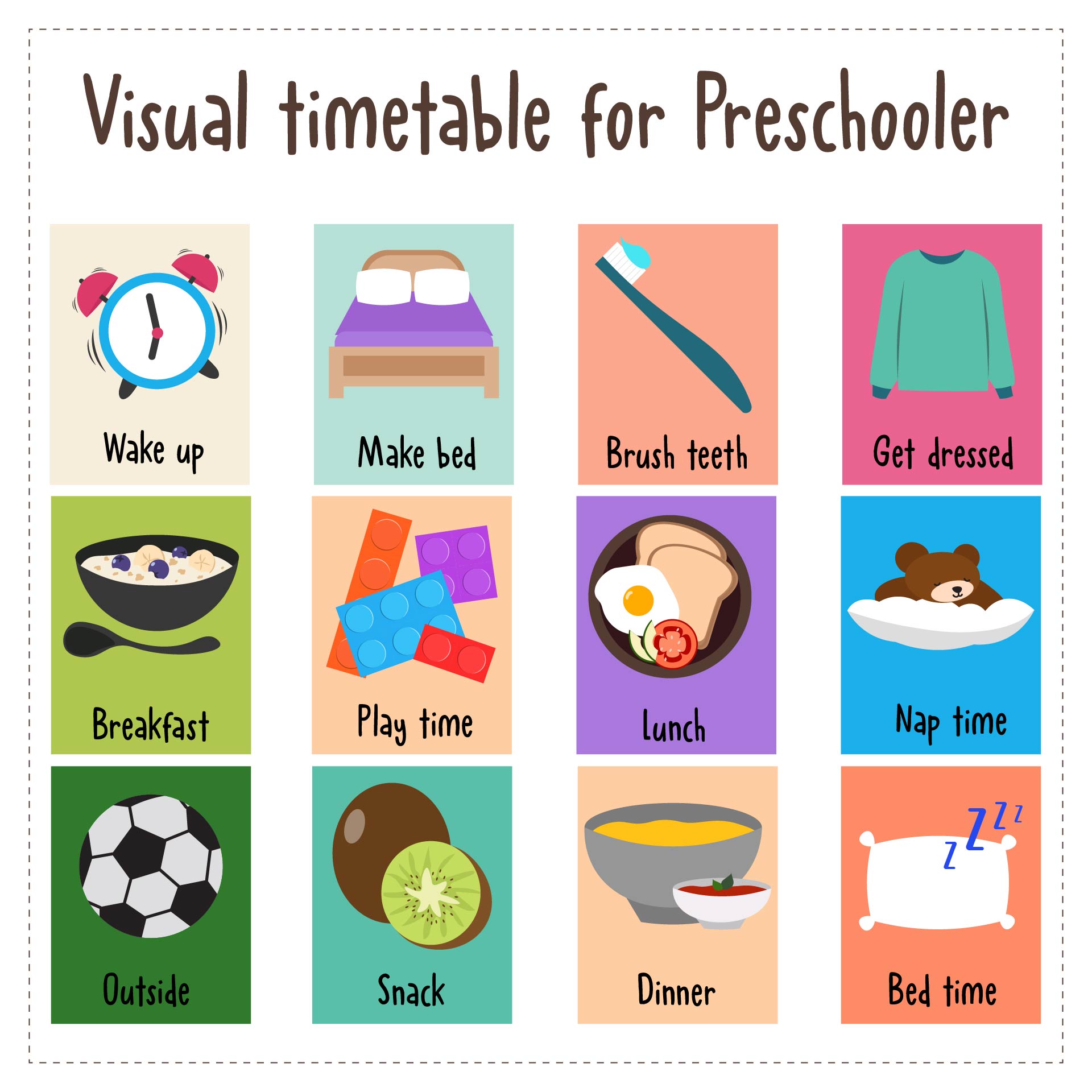 Printable Visual Timetable For Preschoolers