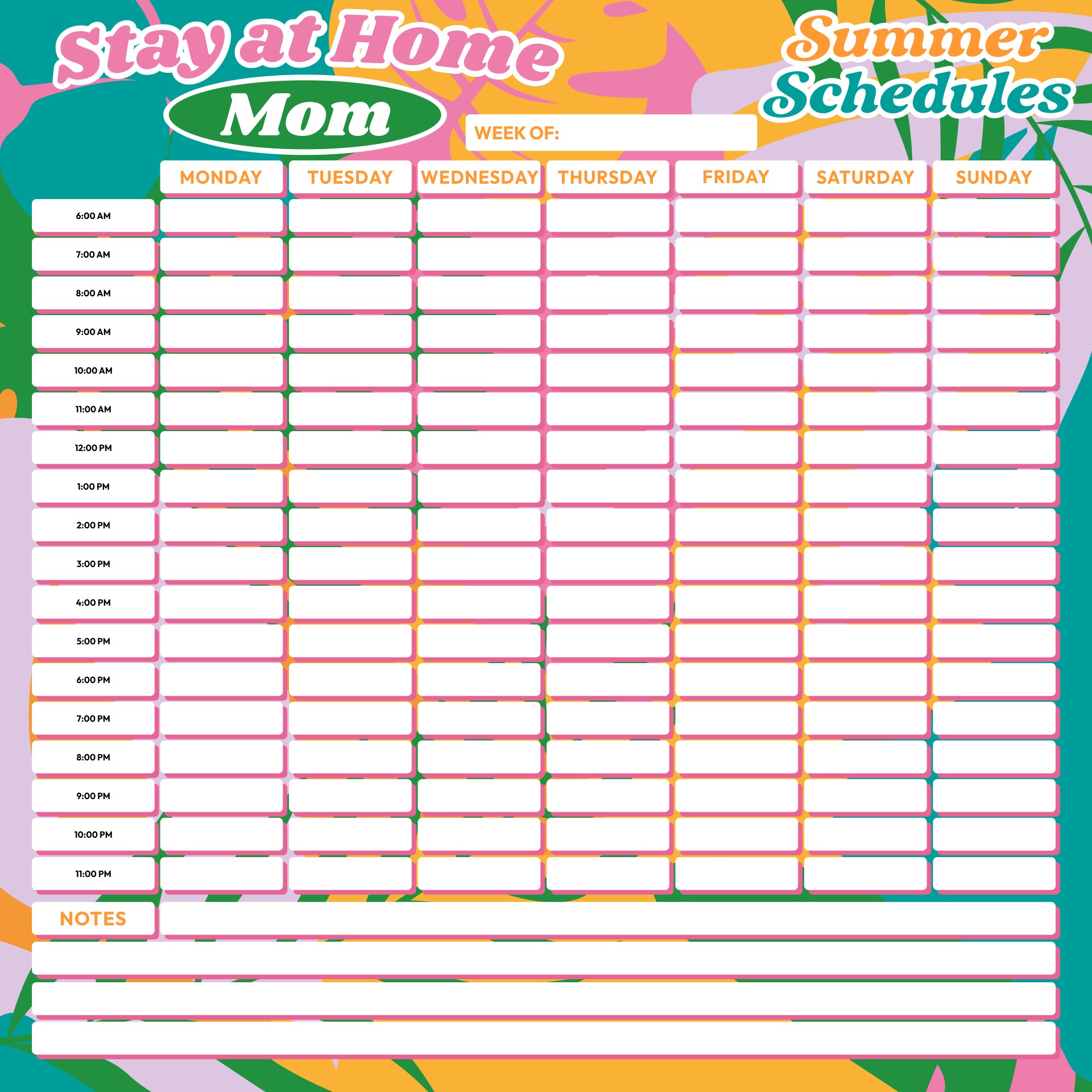 Stay At Home Mom Summer Schedule