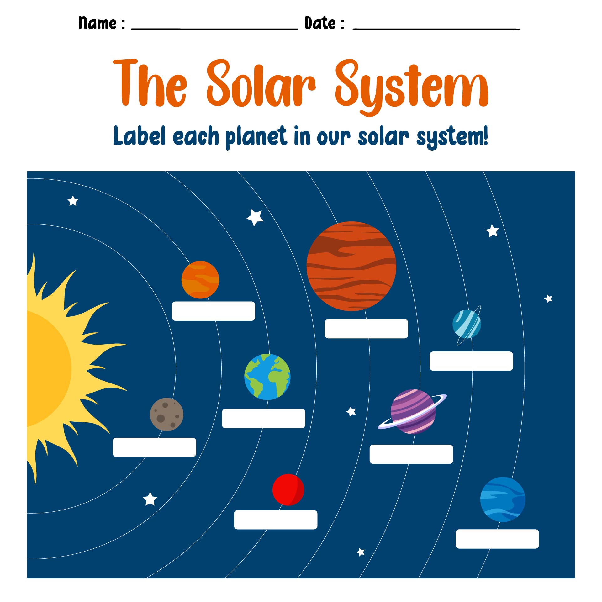 Sun And Planets Solar System Worksheets