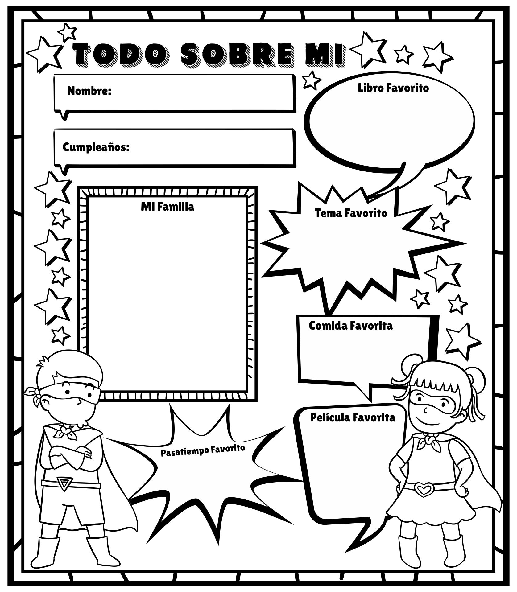 Todo Sobre Mi Superhero Spanish All About Me Printable