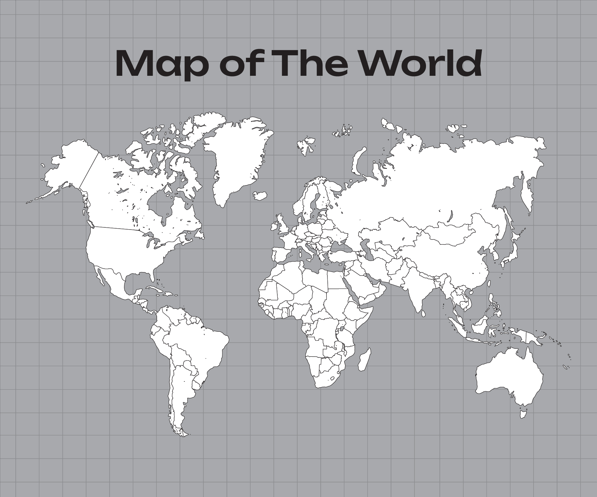 World Black And White Blank Outline Map Printable