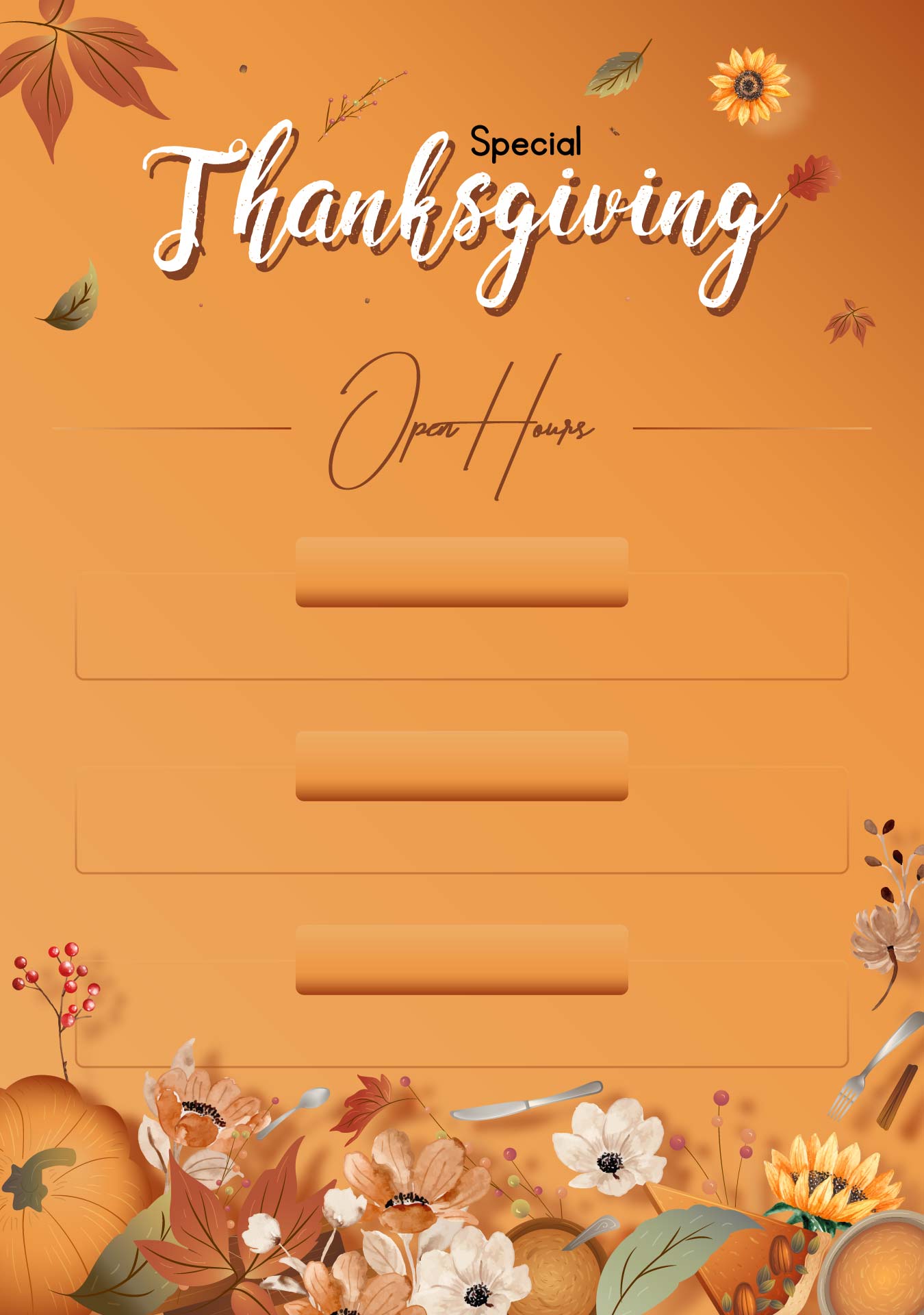 Floral Thanksgiving Open Hours Sign Template