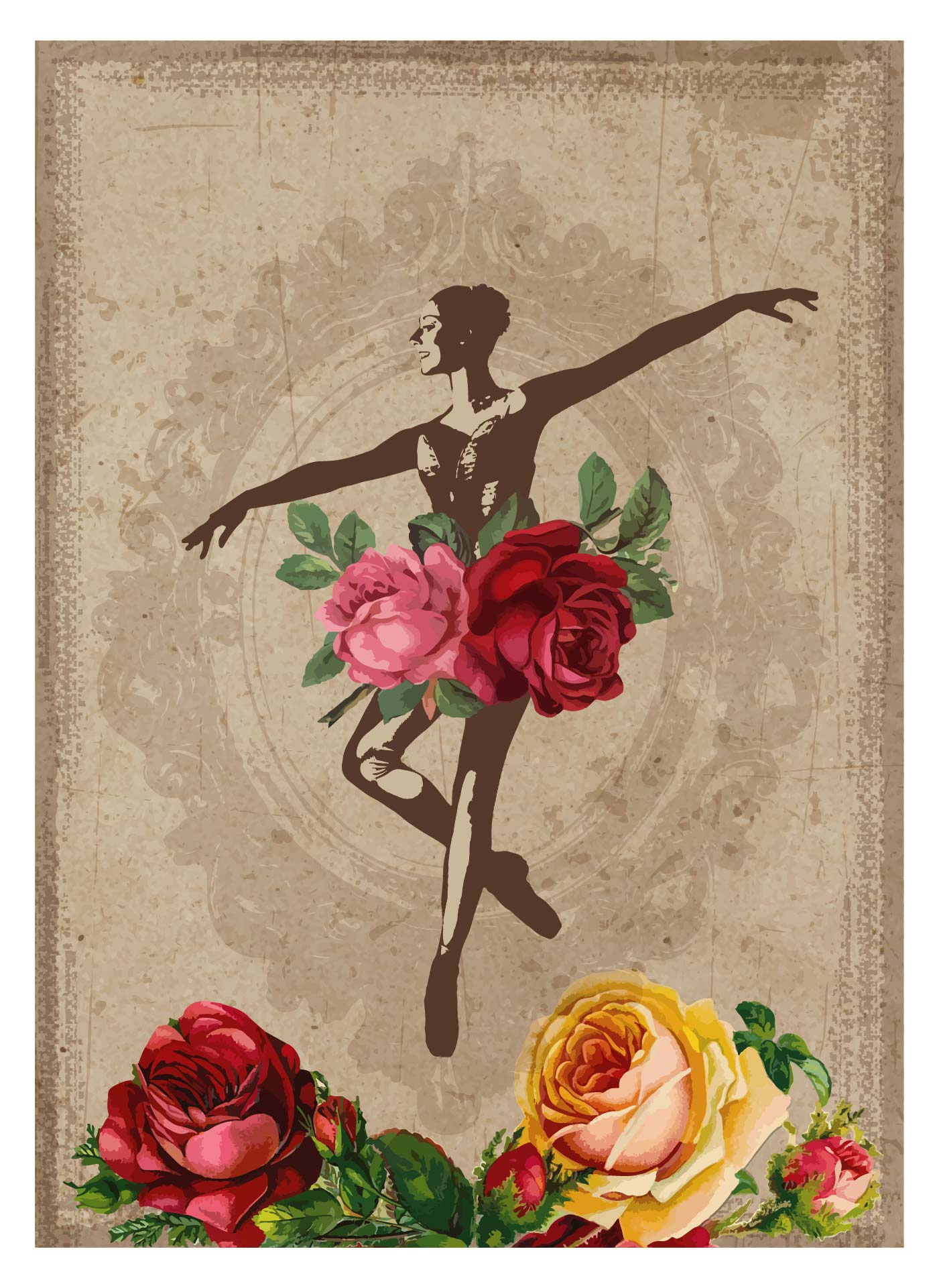 Vintage Rose Ballerina Printable
