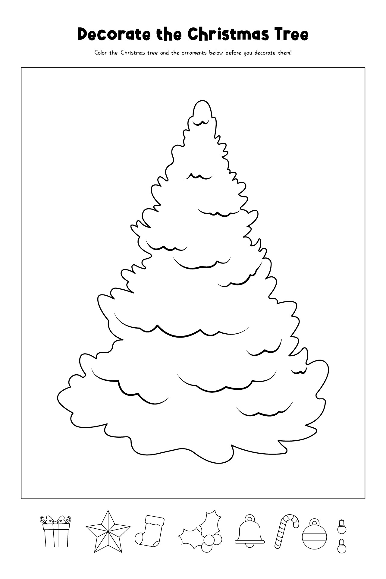 Printable Paper Christmas Tree Template & Coloring Page