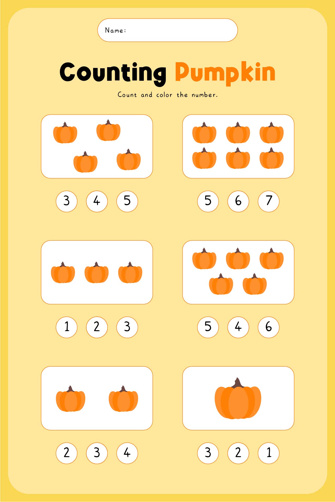 Pumpkin Counting Activity Printable