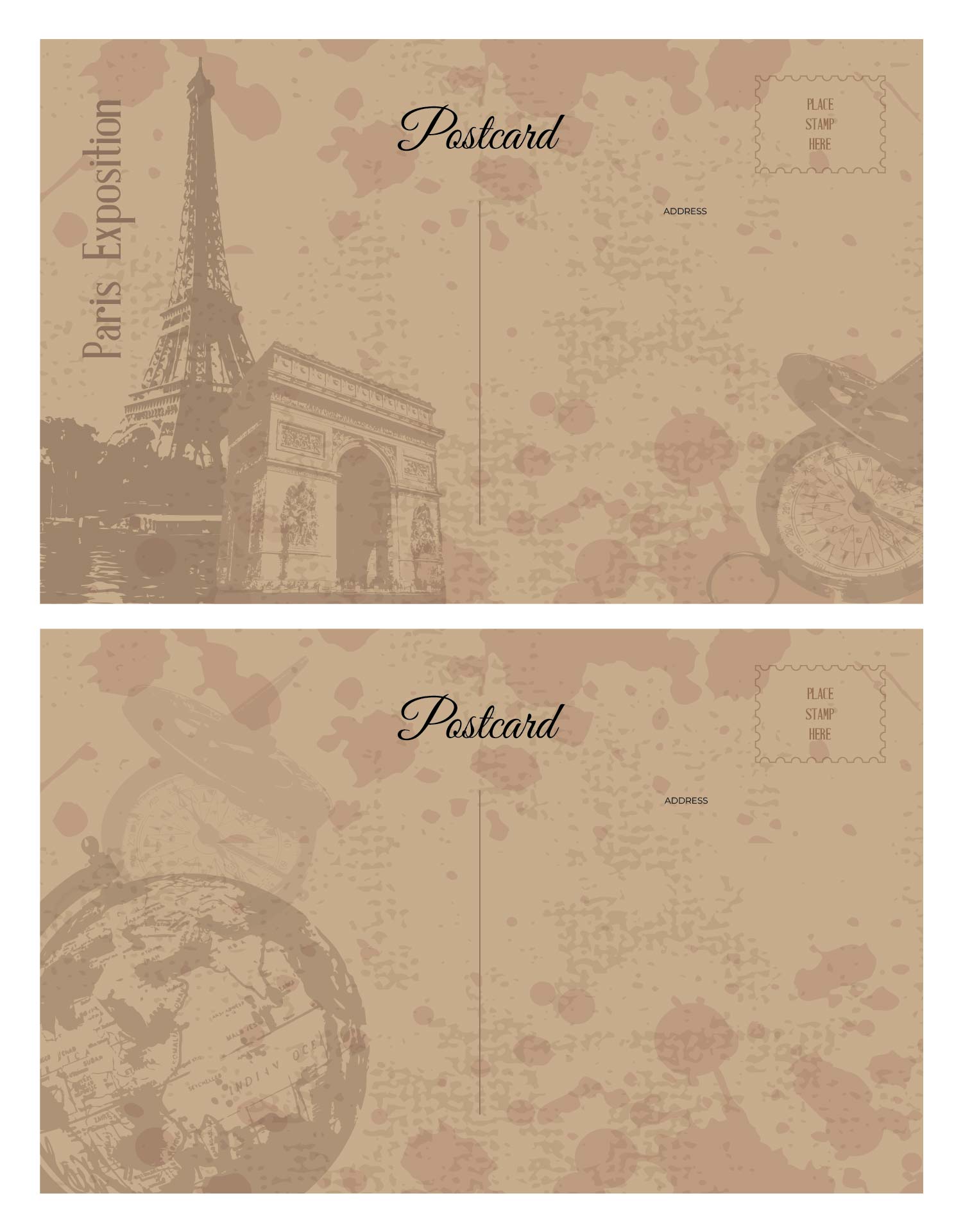 Stamperia Around The World Post Card A4 Vintage Printable