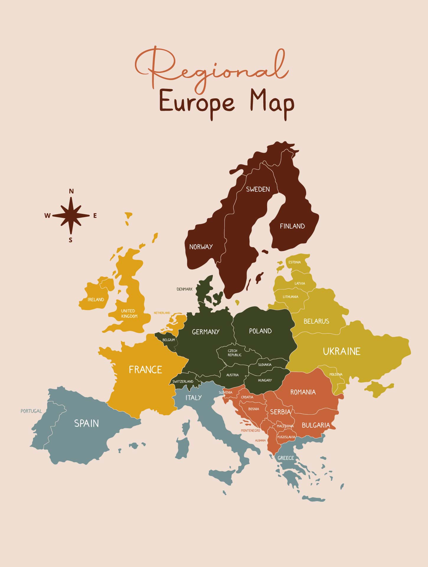 World Regional Europe Printable
