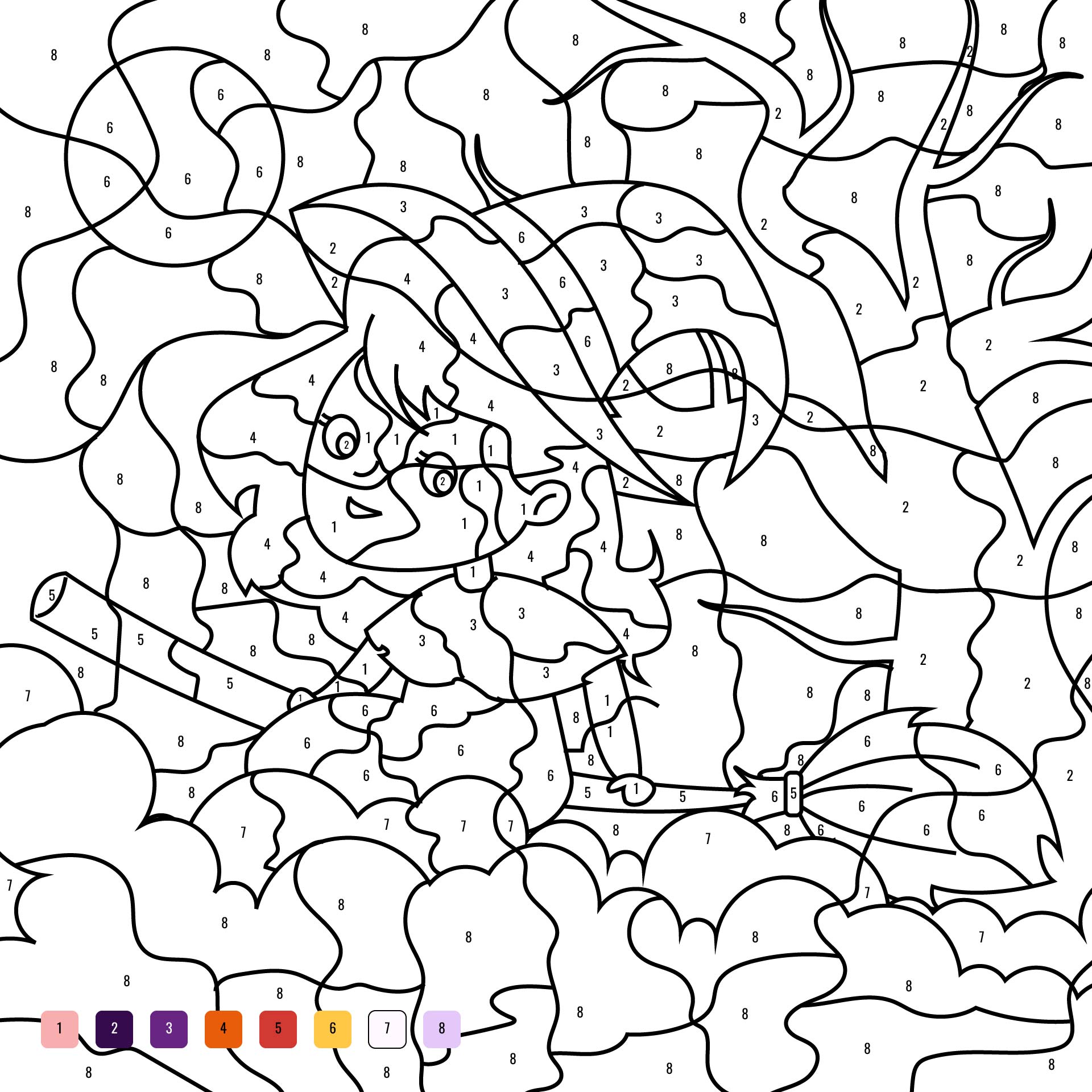 Printable Witch Hard Coloring Pages