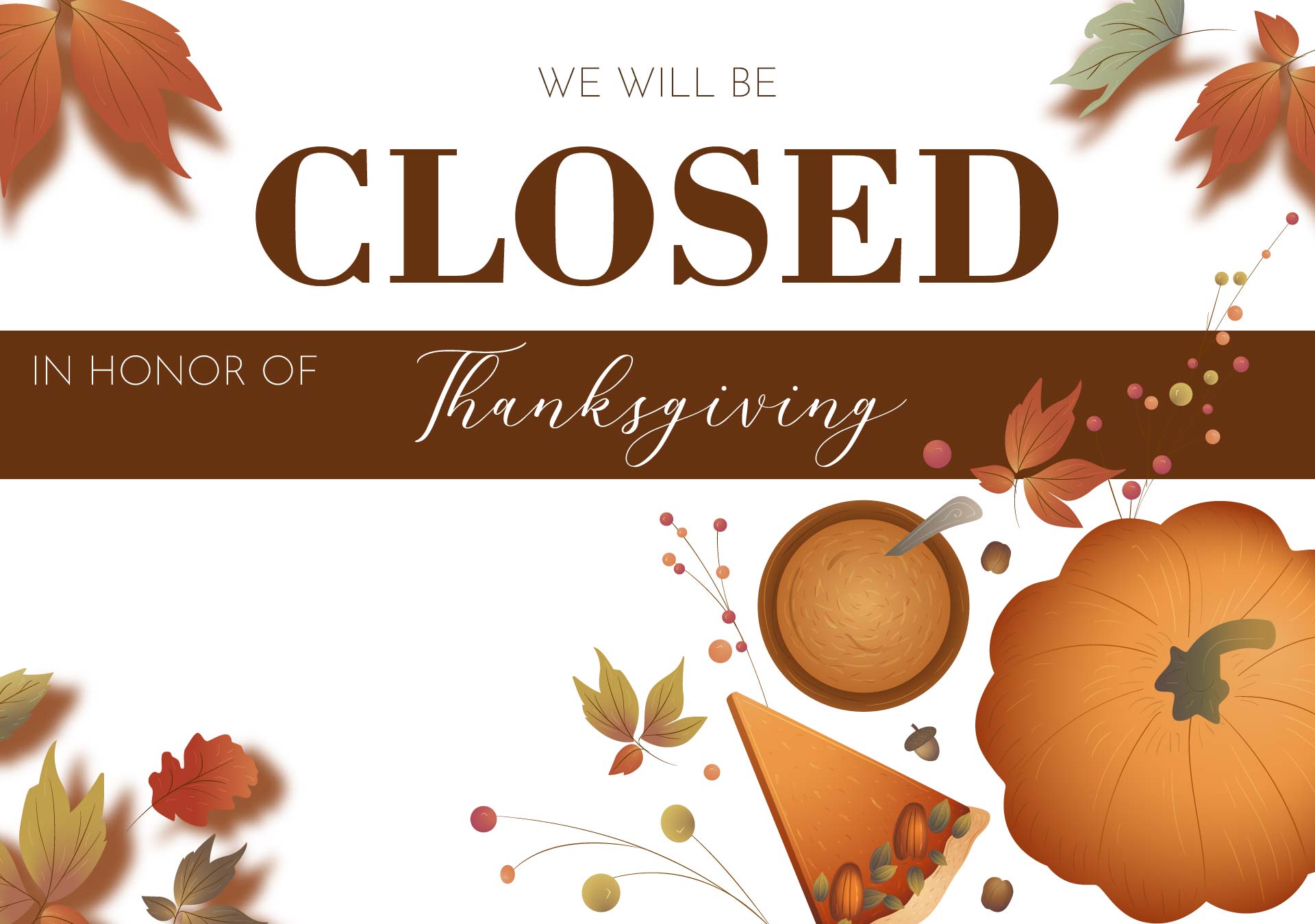 Templates For Business Closing For The Thanksgiving Holiday