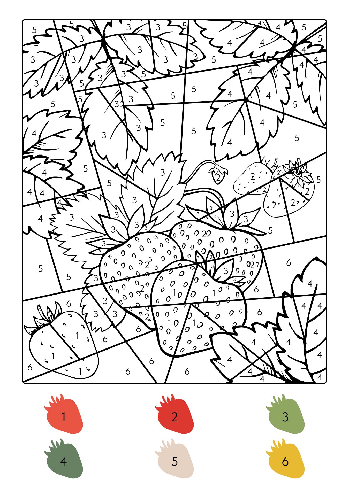 Hard Strawberry Garden Color By Number Coloring Page Printable