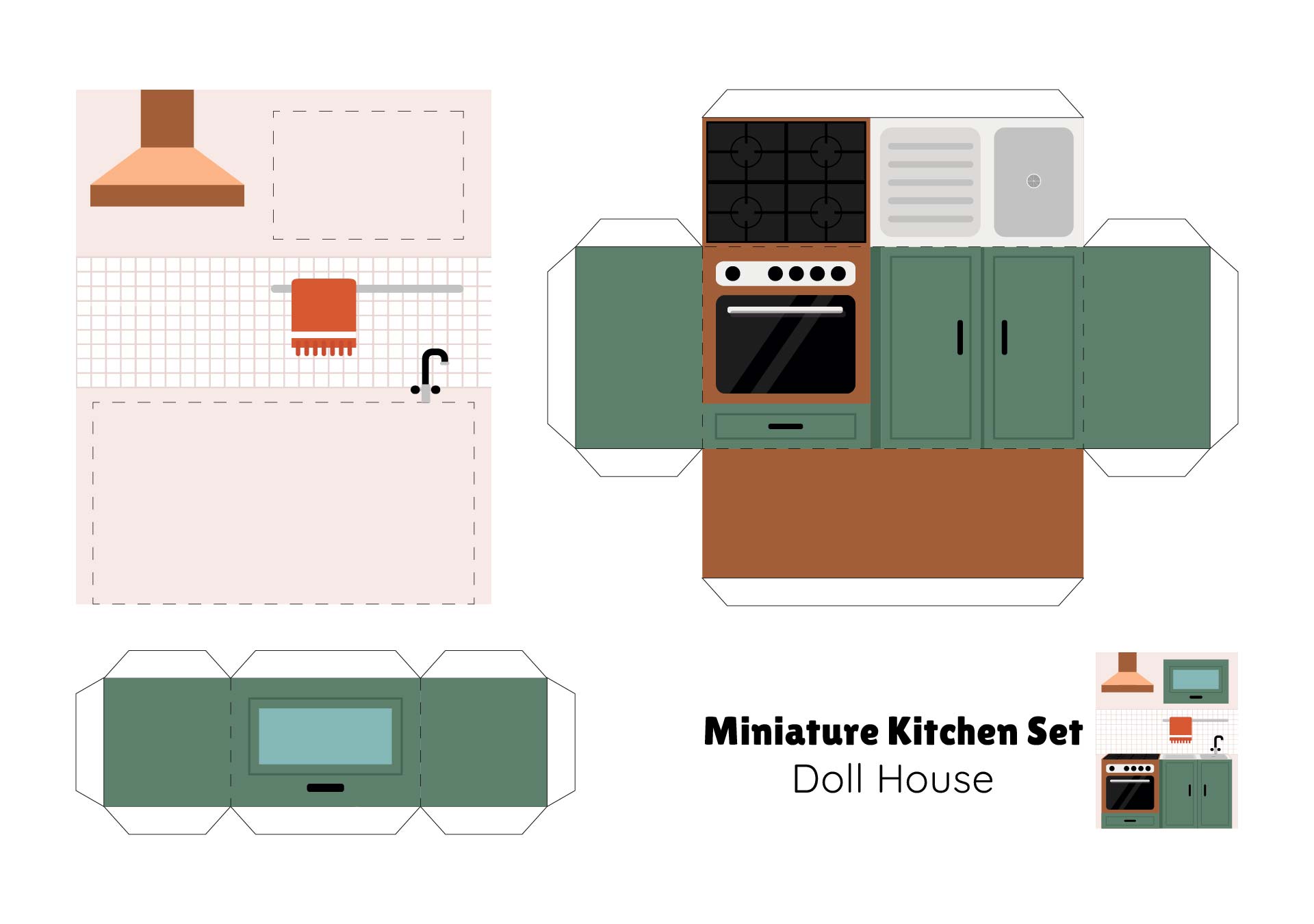 Printable Miniature Kitchen Dollhouse