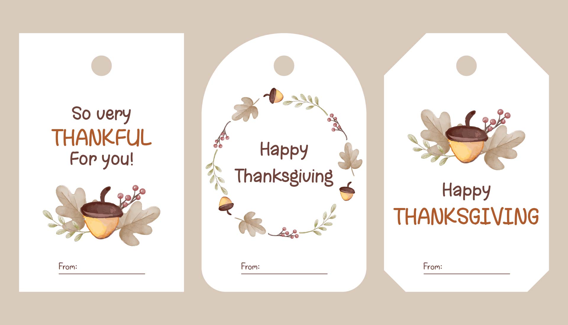 Watercolor Gift Tags Printable Thanksgiving