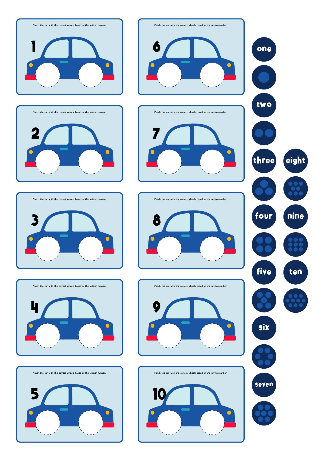 Interactive Number Matching Activity Printable