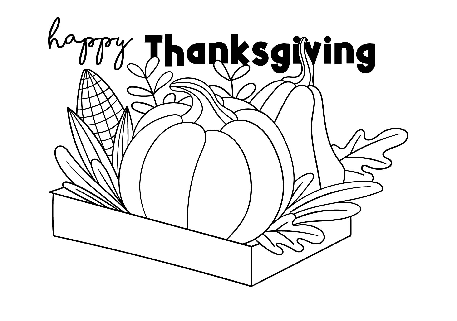 Printable Happy Thanksgiving Coloring Poster