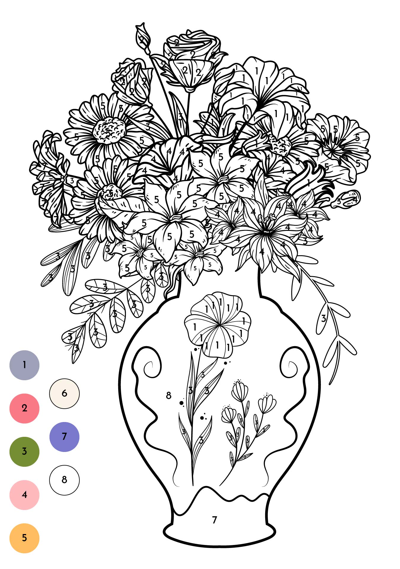 Printable Hard Flowers Coloring Pages