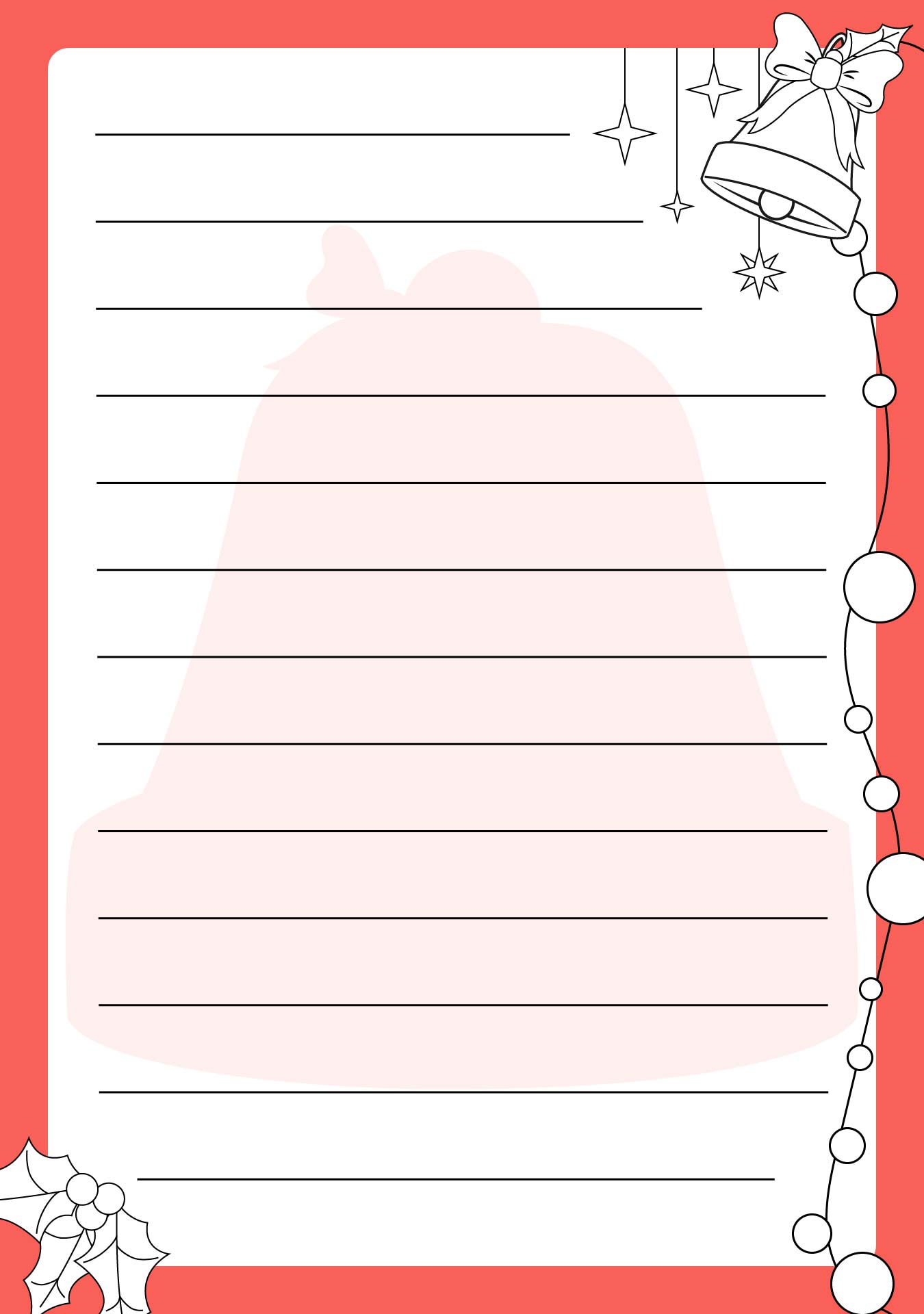 Christmas Bell Writing Paper Templates