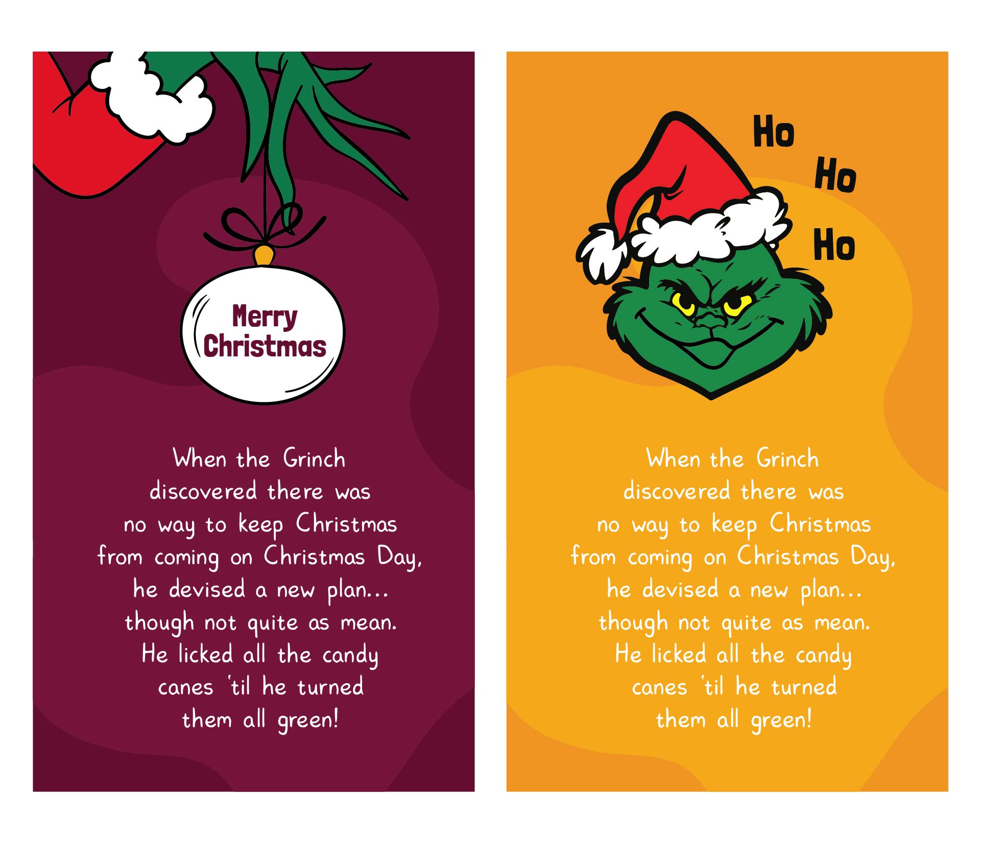 Grinch Candy Cane Poem Printable Tag