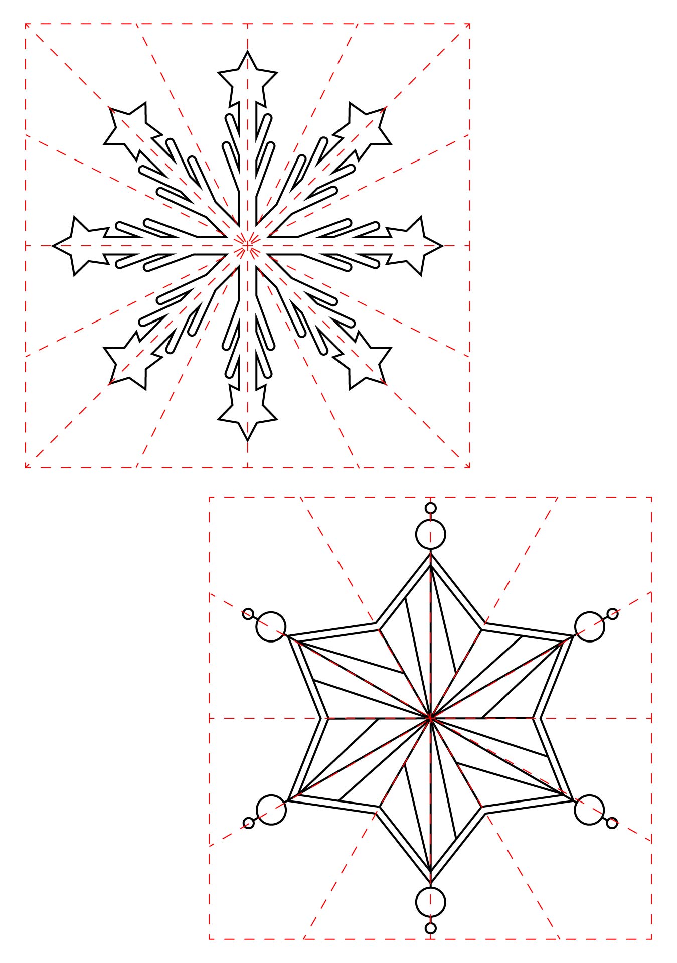 Printable 3D Snowflake Star Ornaments