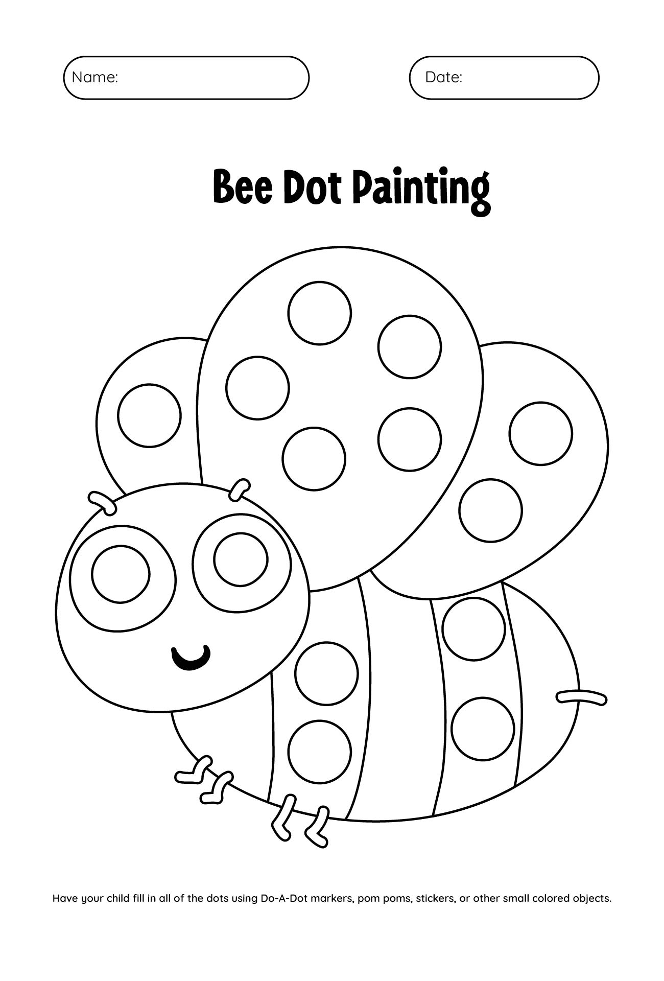 Insect Bingo Dot Marker Sheets Preschool Printable Fine Motor Activity