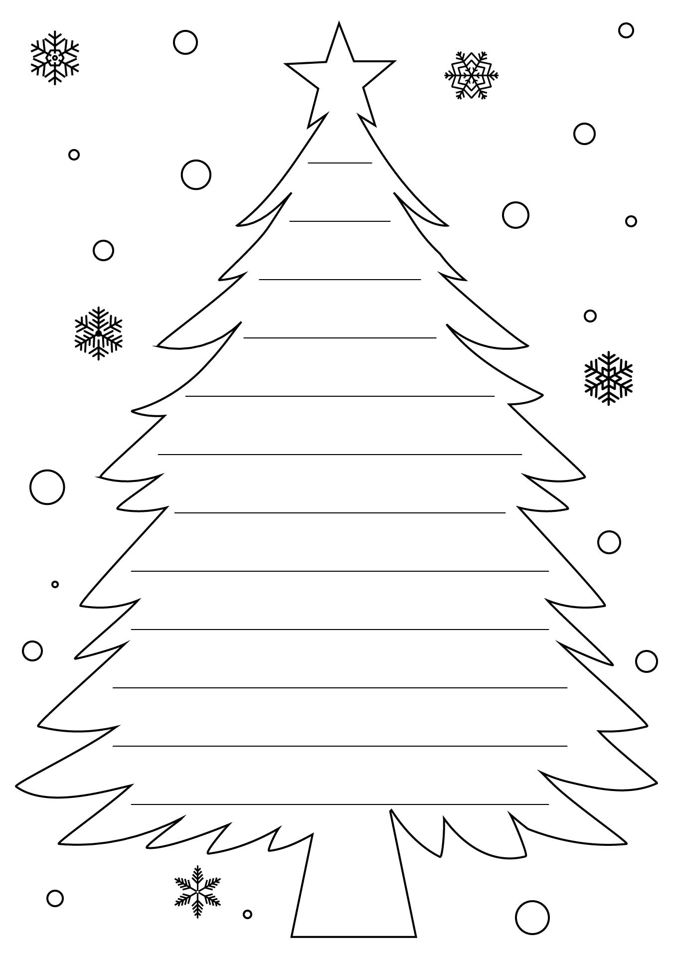 Printable Simple Christmas Tree-Shaped Writing Templates