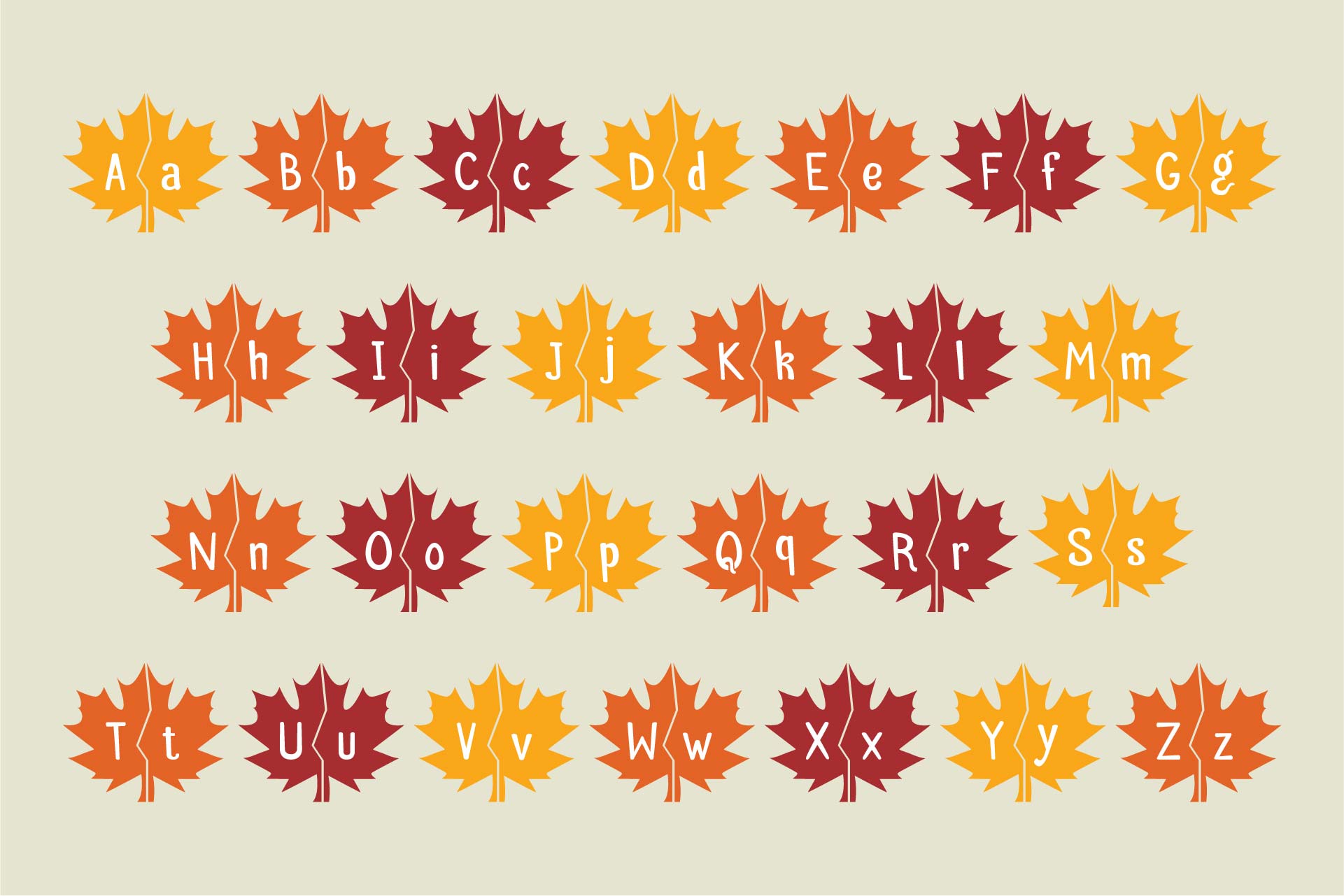 Thanksgiving Large Alphabet Letters Upper And Lower Case
