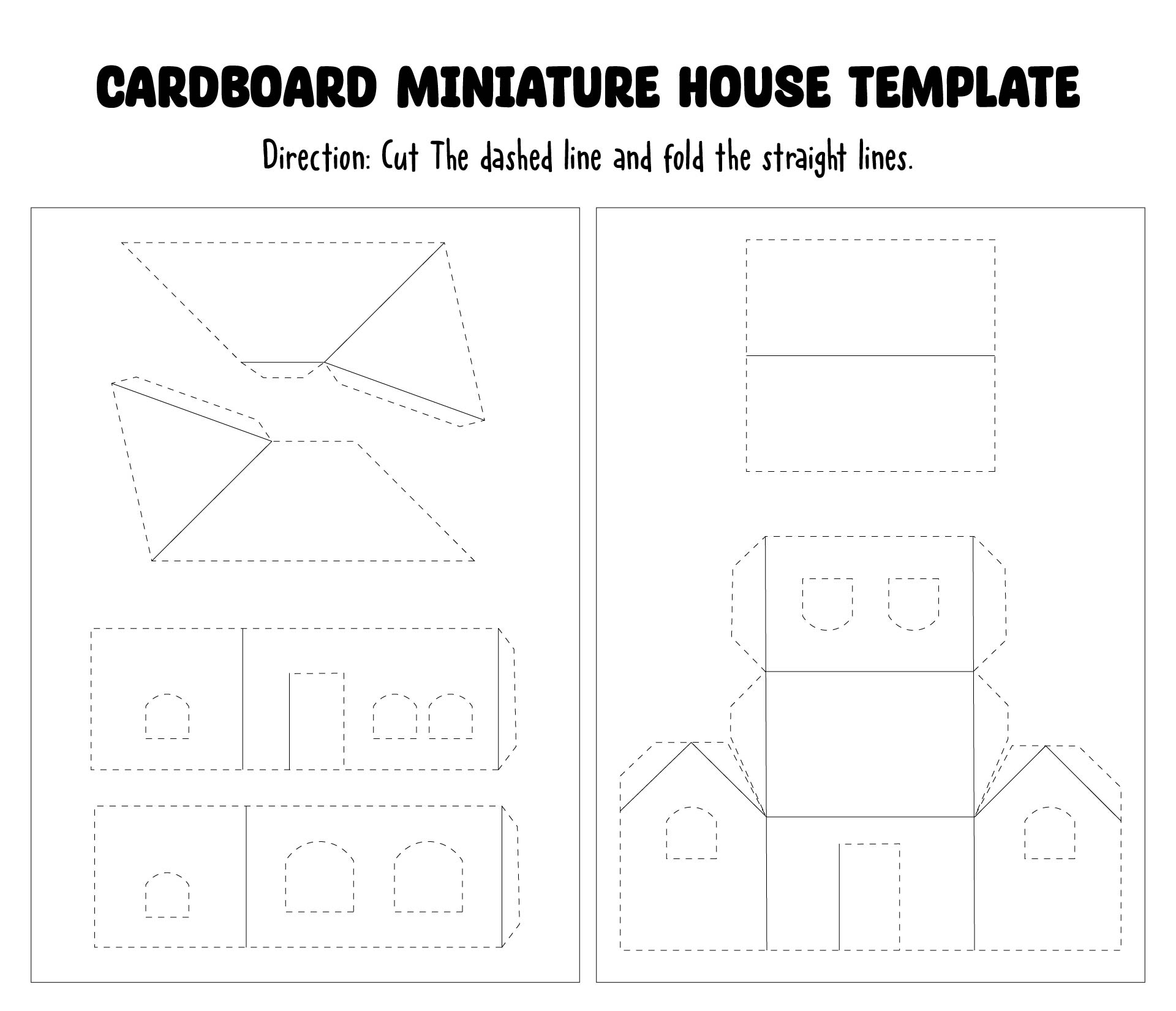 Cardboard Miniature House Template Printable