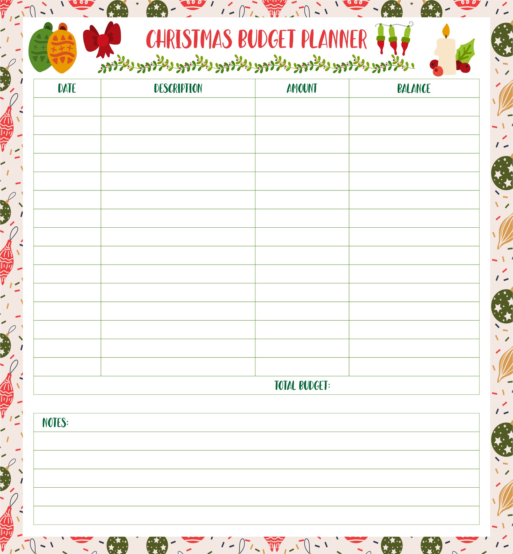 Christmas Printables And Budget Planner