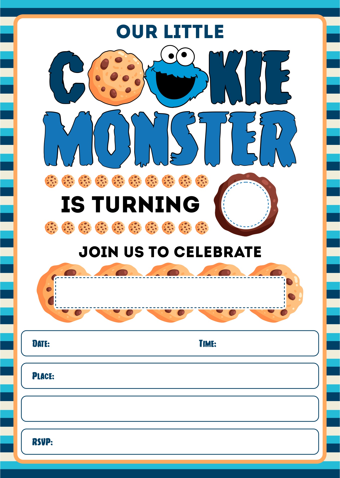 Cookie Monster Birthday Invitations Template