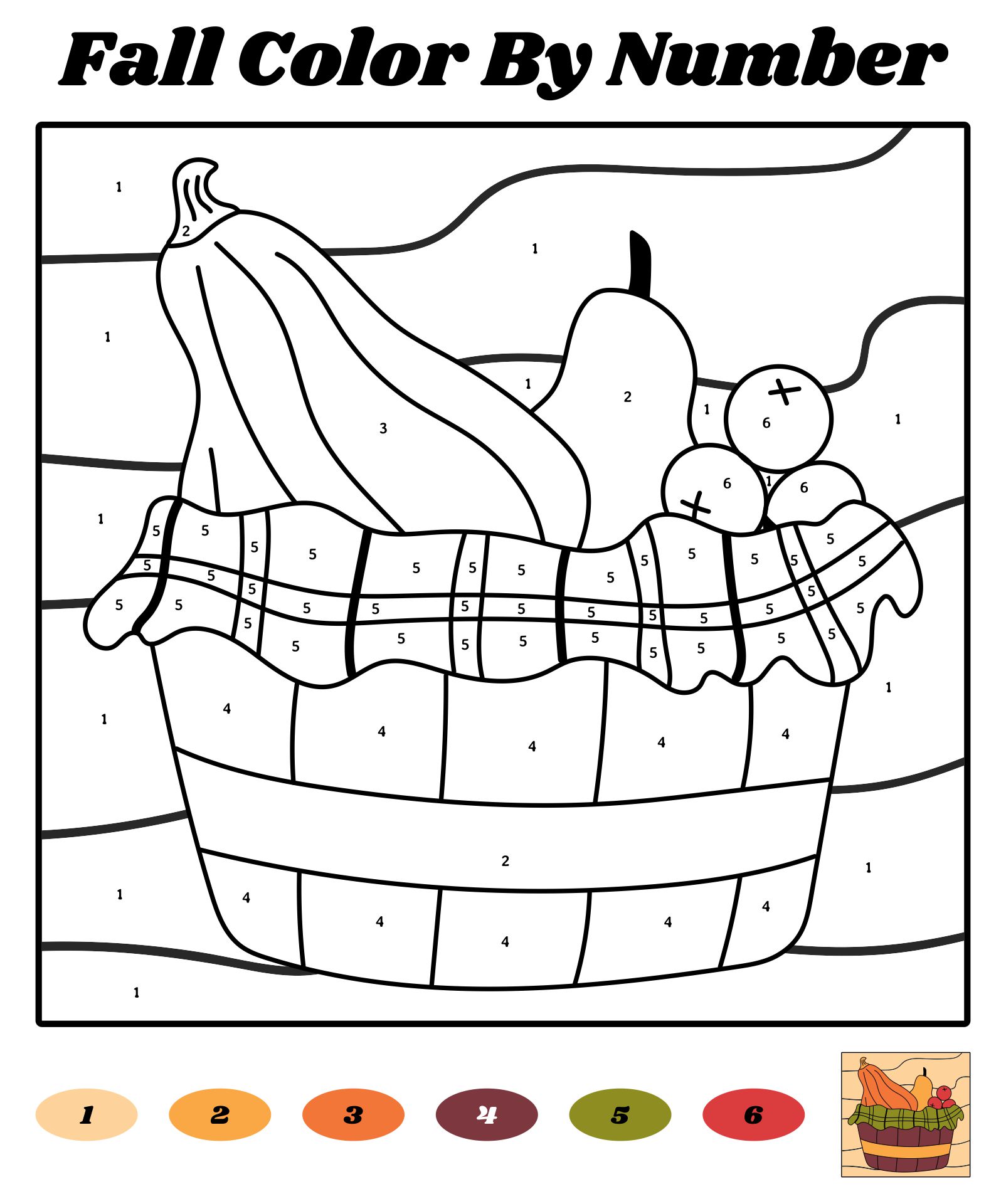 Fall Color By Number Printables For Kids