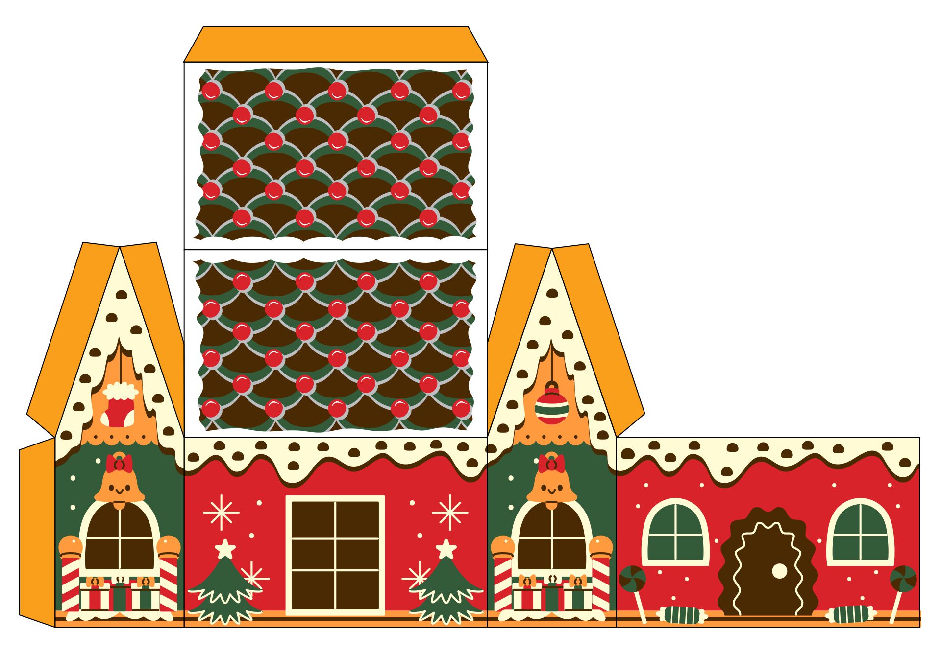 Gingerbread House Paper Model Template