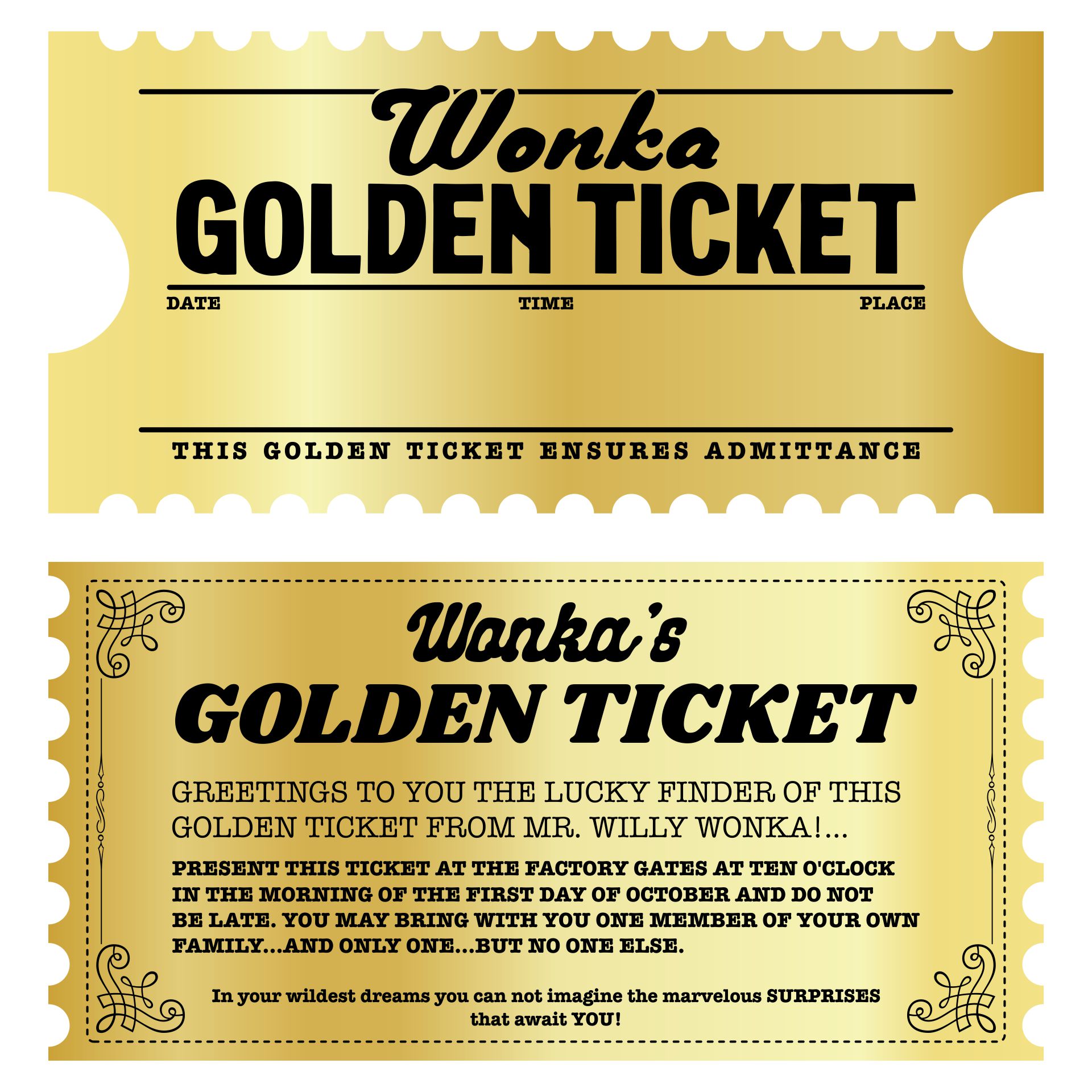 Golden Ticket Charlie And The Chocolate Factory Printable Template
