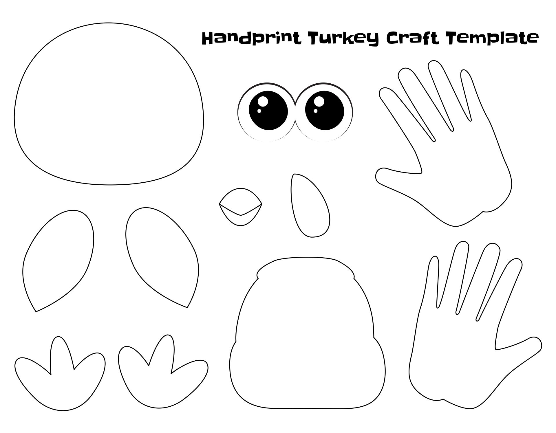 Handprint Turkey Craft Template Printable
