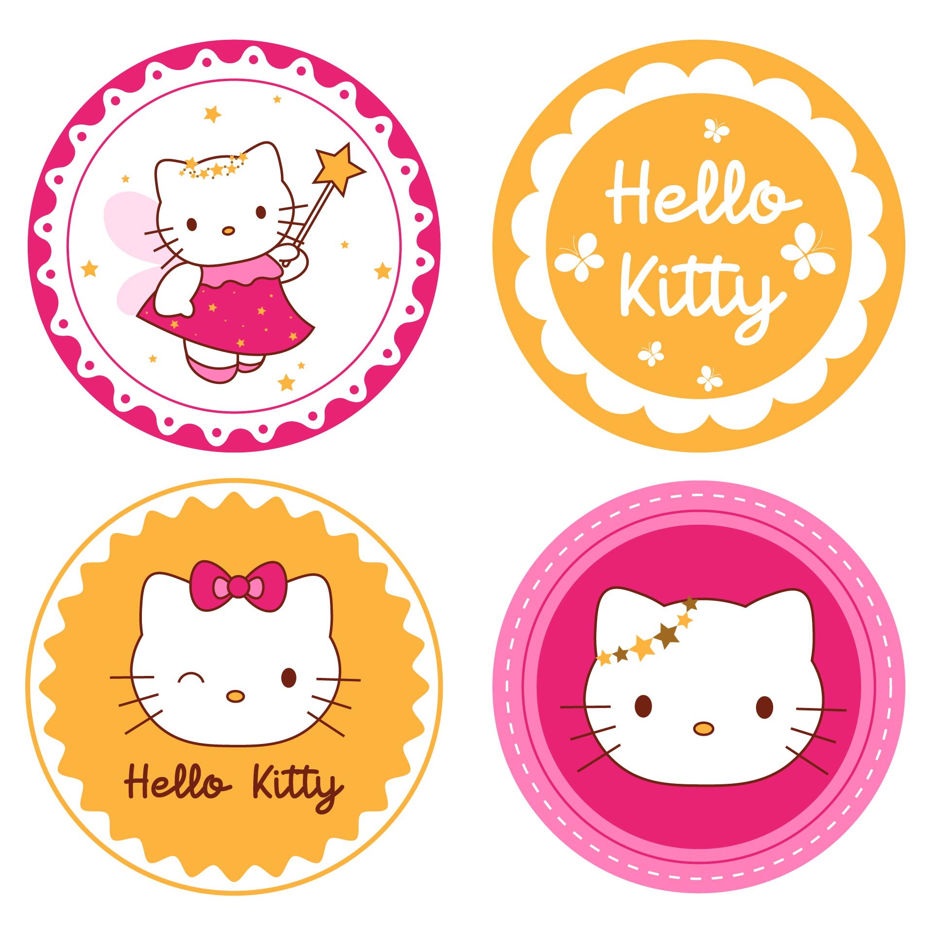 Hello Kitty Party Birthday Fairy Cup Cake Printable Toppers