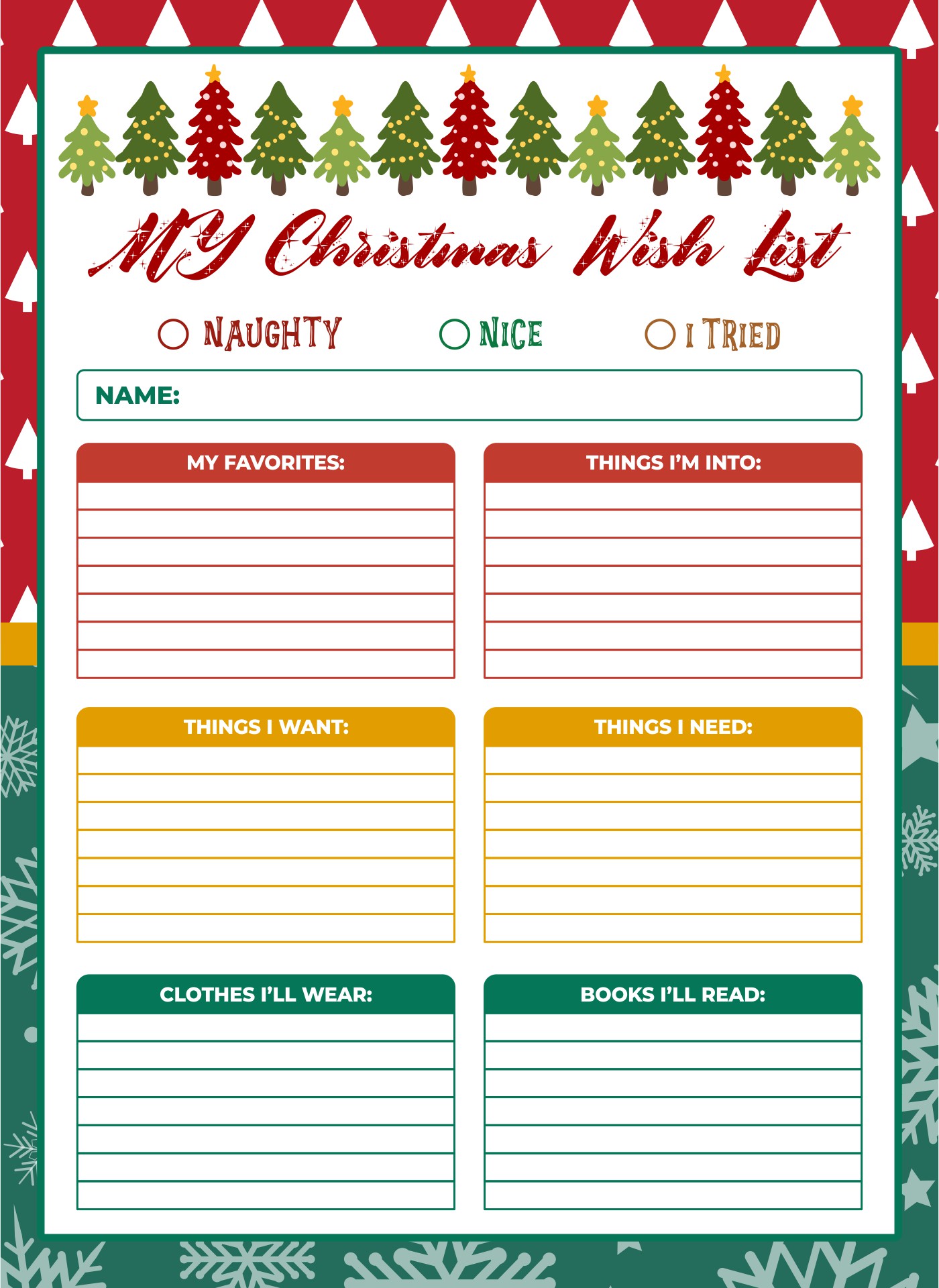 My Christmas List For Teens Printable