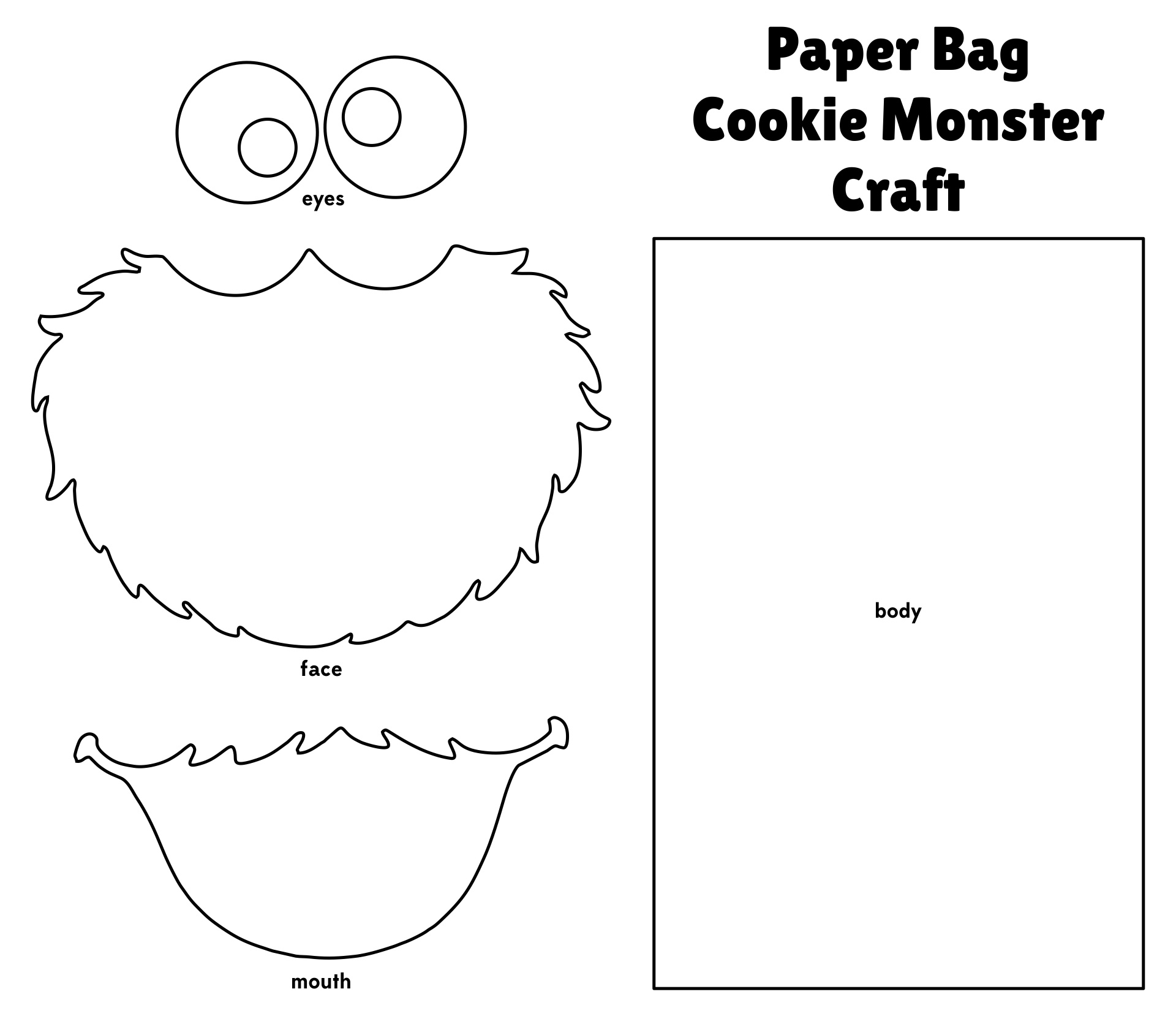 Paper Bag Cookie Monster Craft Template