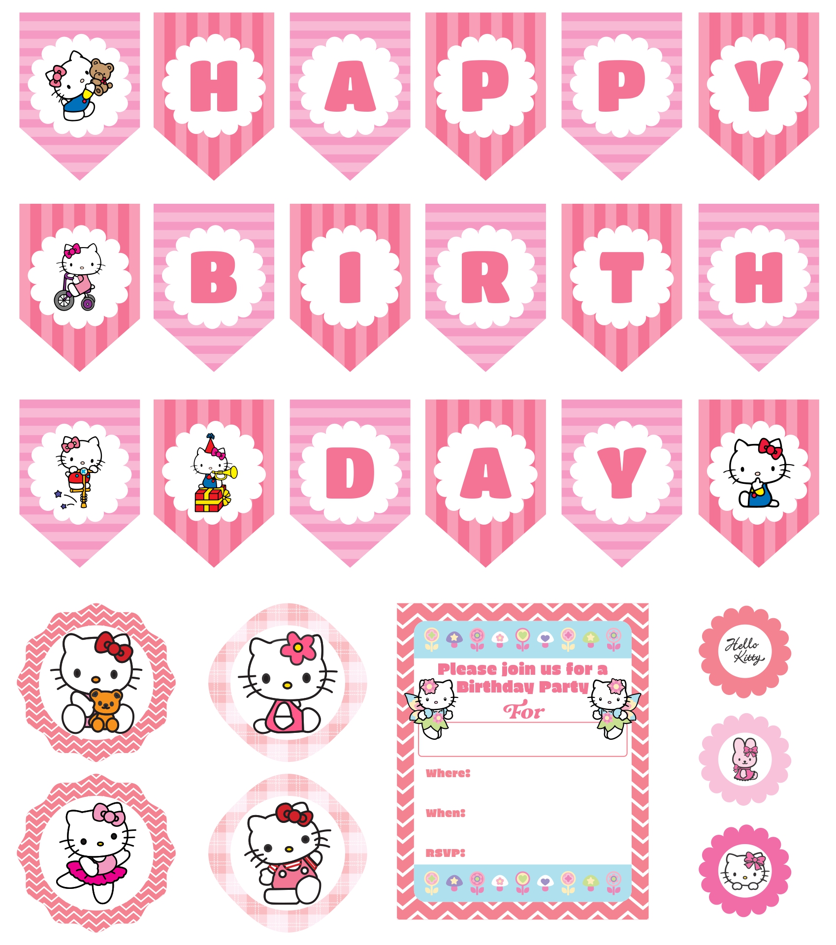 Pink Hello Kitty Party Printable