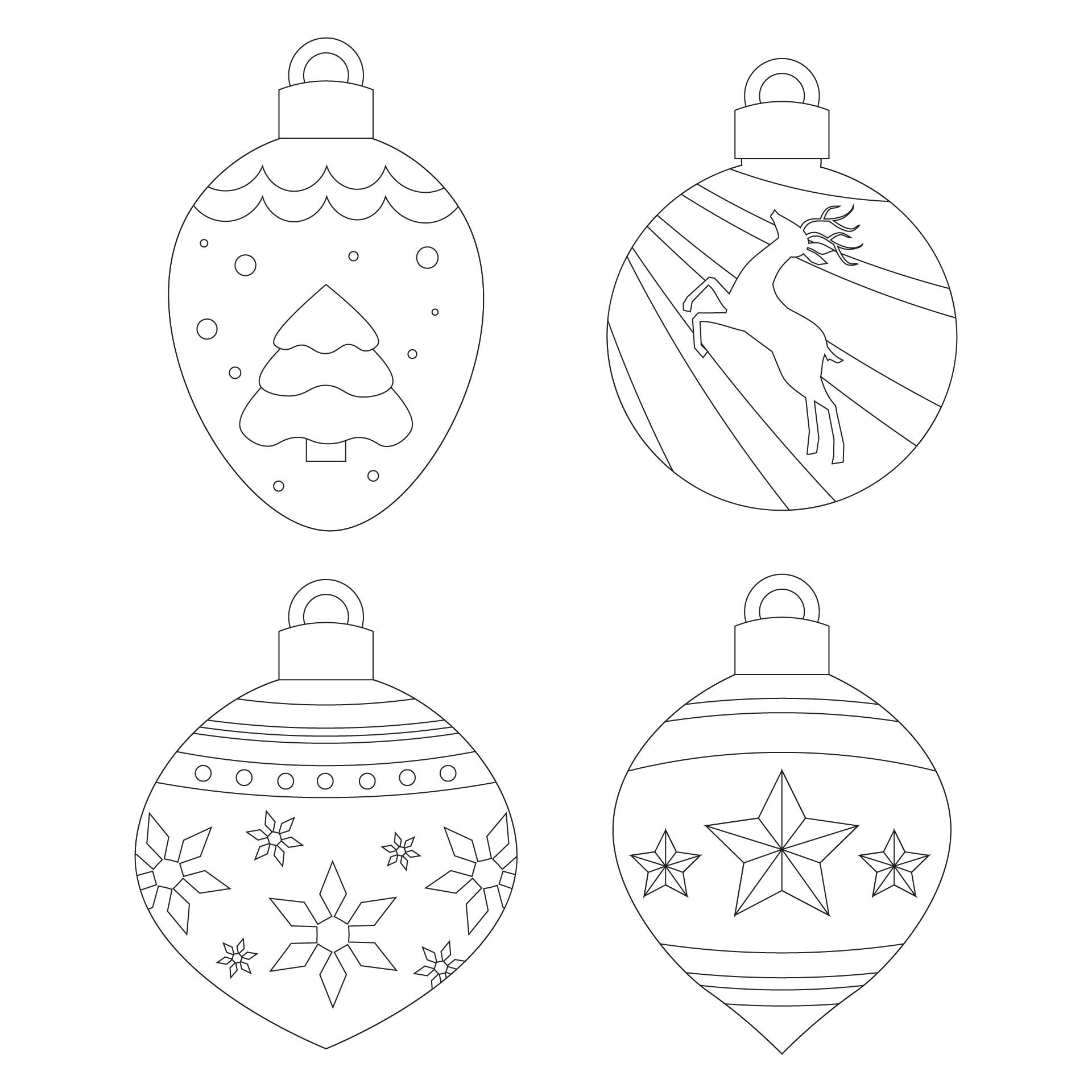 Printable Christmas Ornaments Coloring Pages Templates