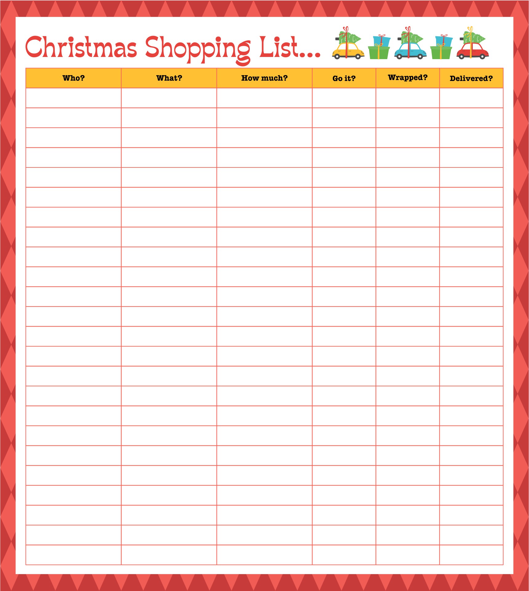 Printable Christmas Shopping List