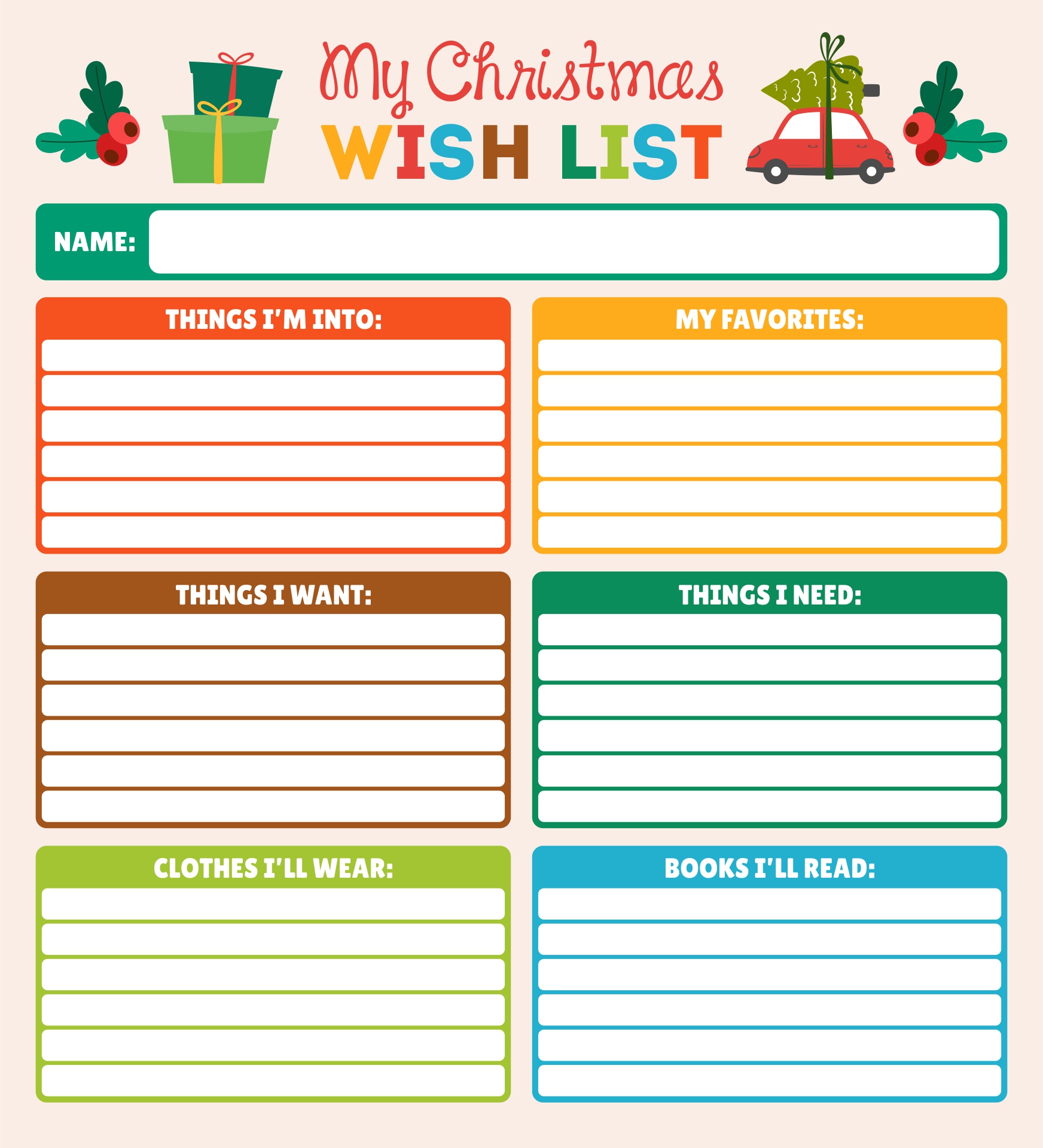 Printable Christmas Wish List For Kids & Adults