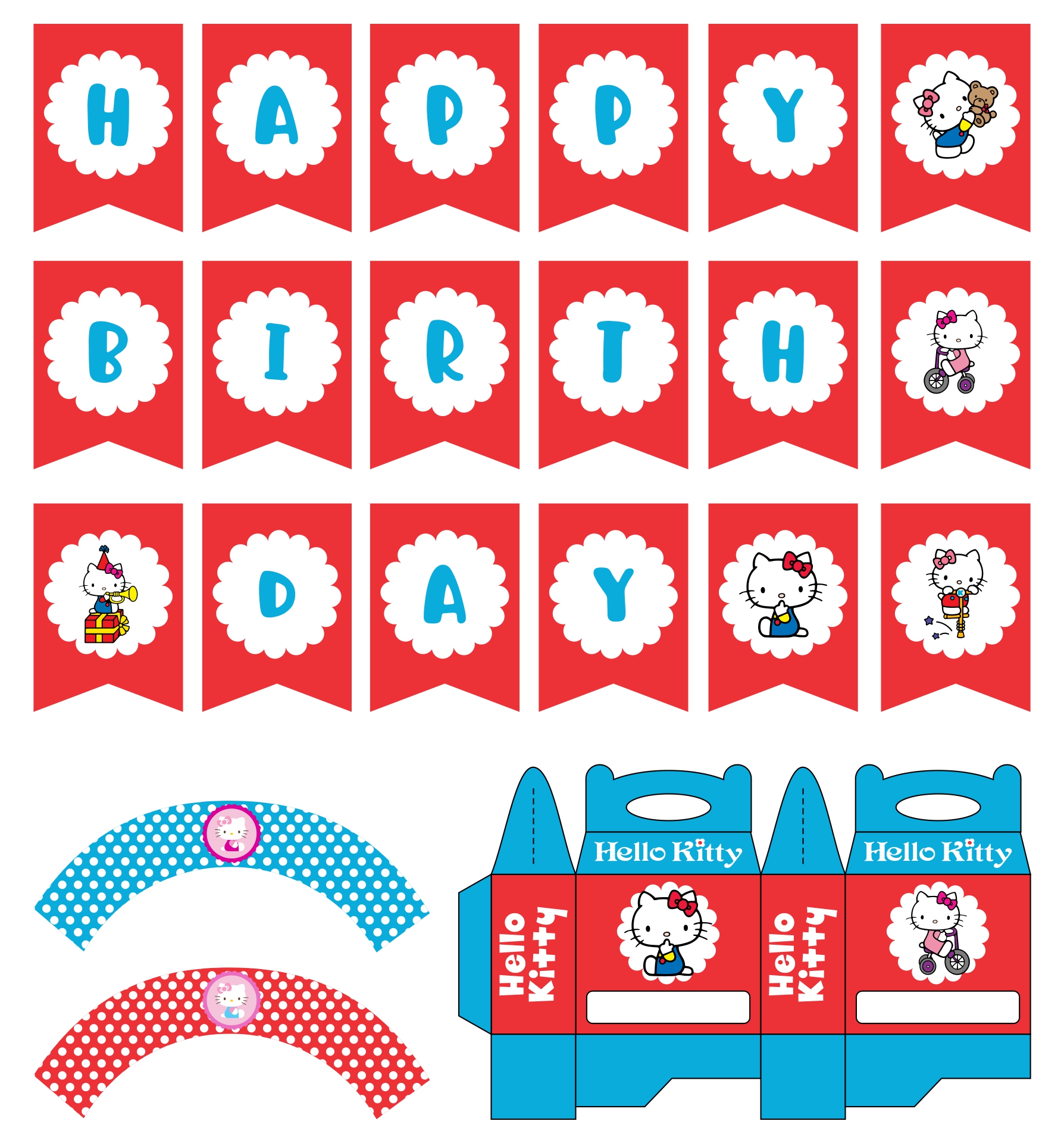 Printable Hello Kitty Birthday Party Kits Template