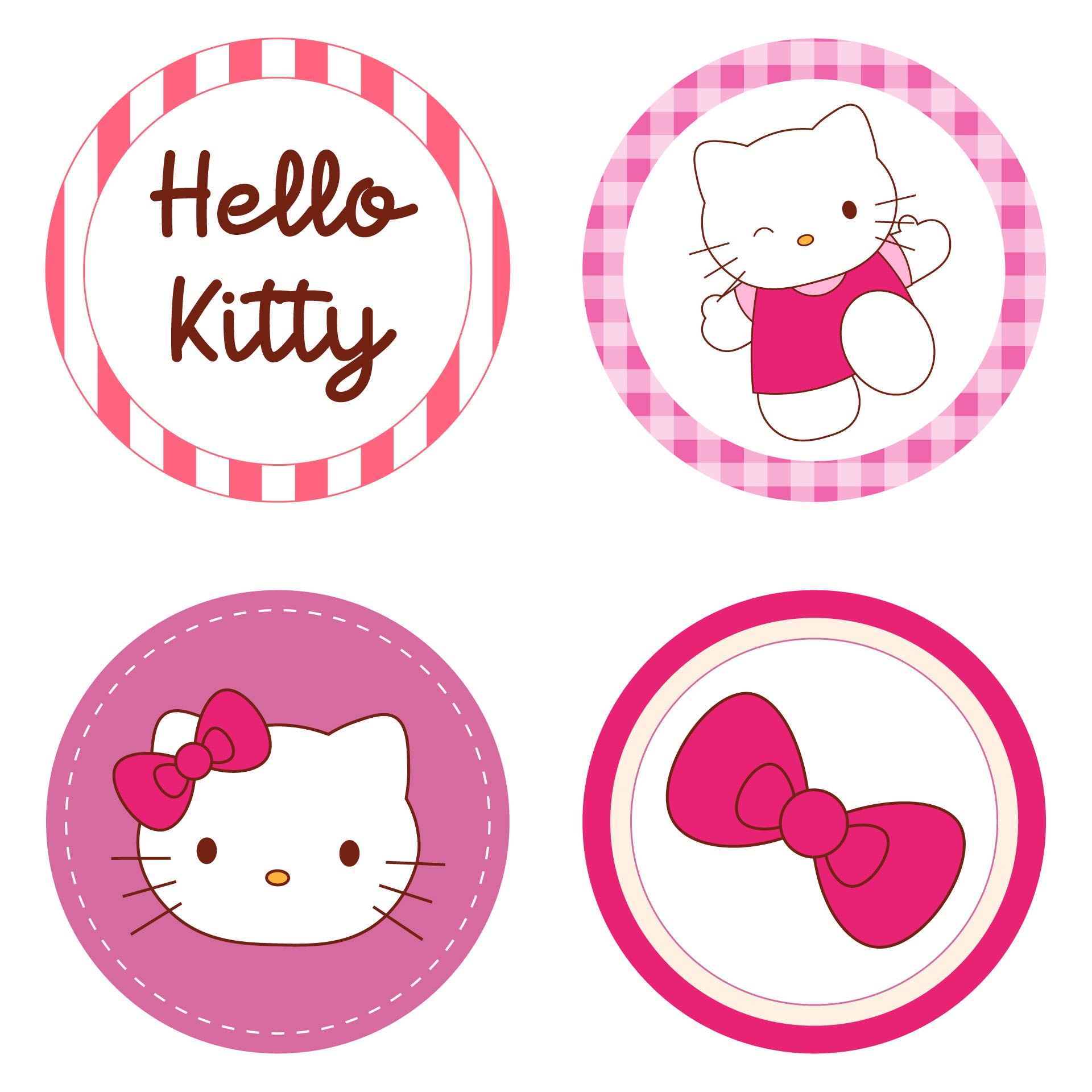 Printable Hello Kitty Cupcake Toppers Template