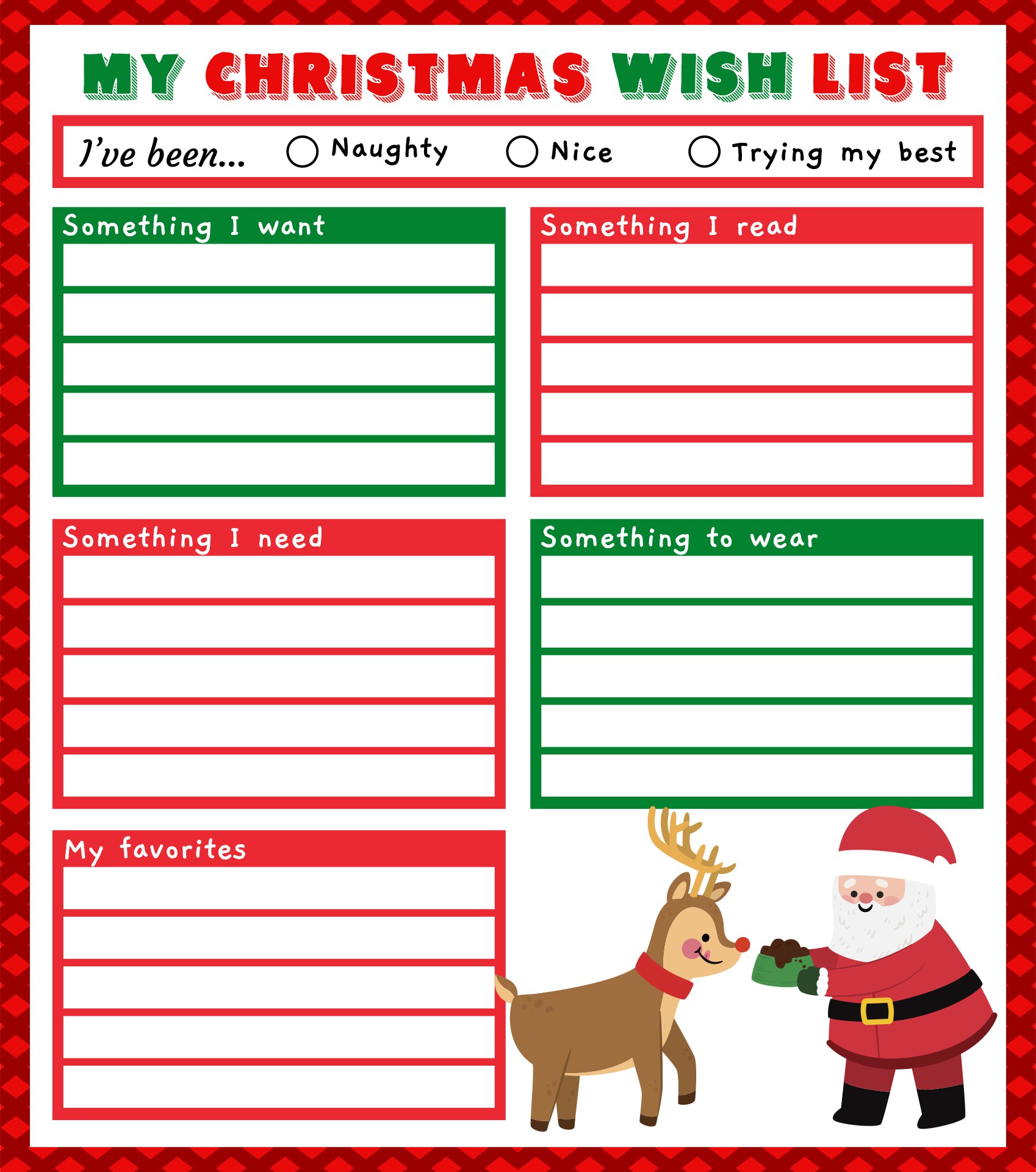Printable Holiday Wish List For Kids