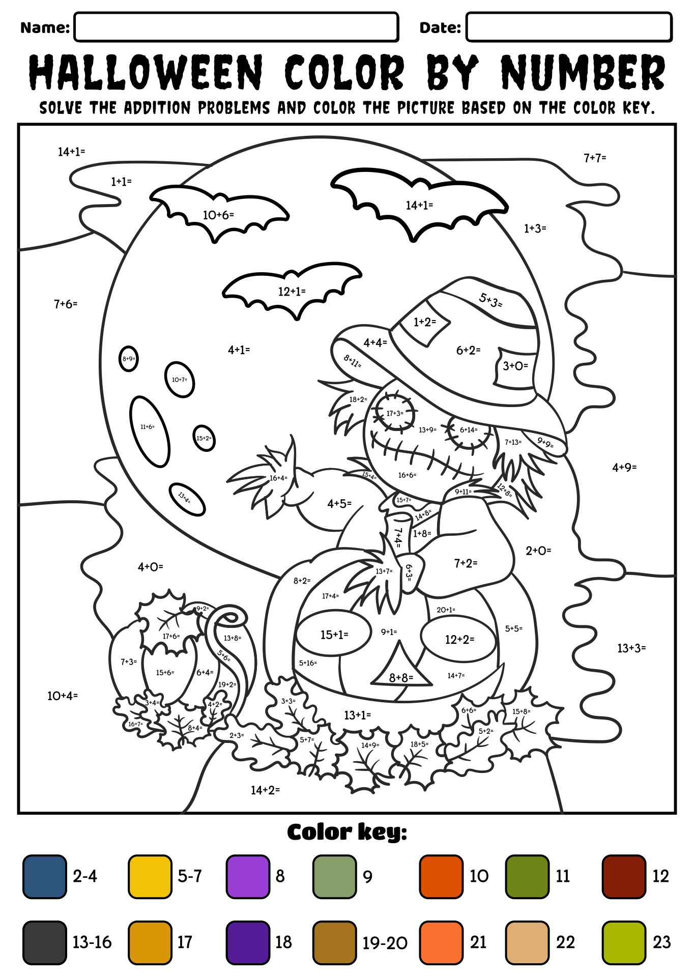 Printable Math Coloring By Number